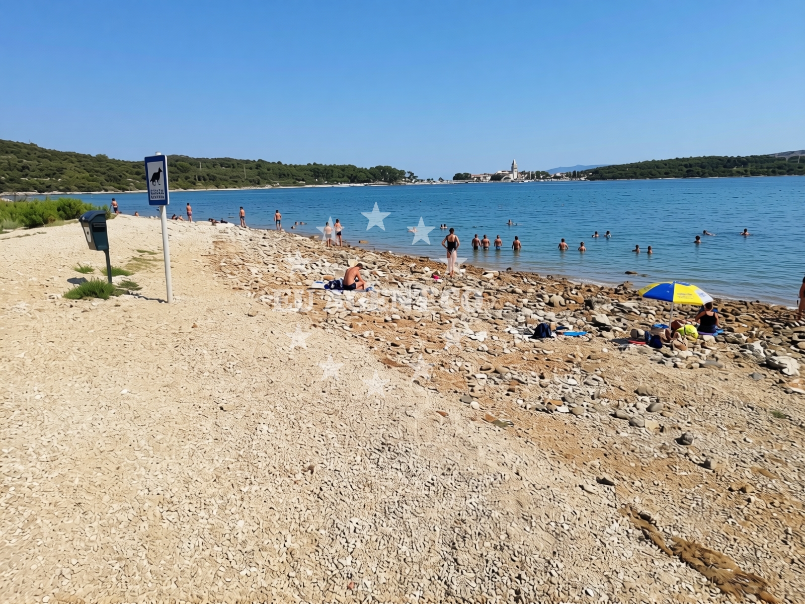 Sea and coastal view of Lopari beach II in Kamping Lopari, Nerezine