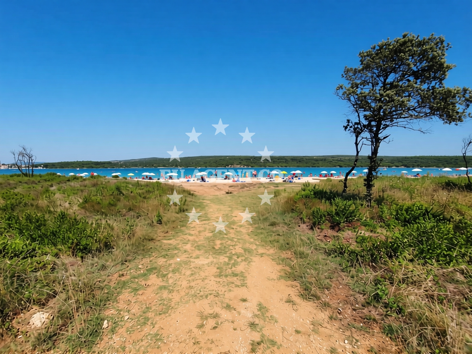 Beach facilities and surroundings at Lopari beach II in Kamping Lopari, Nerezine