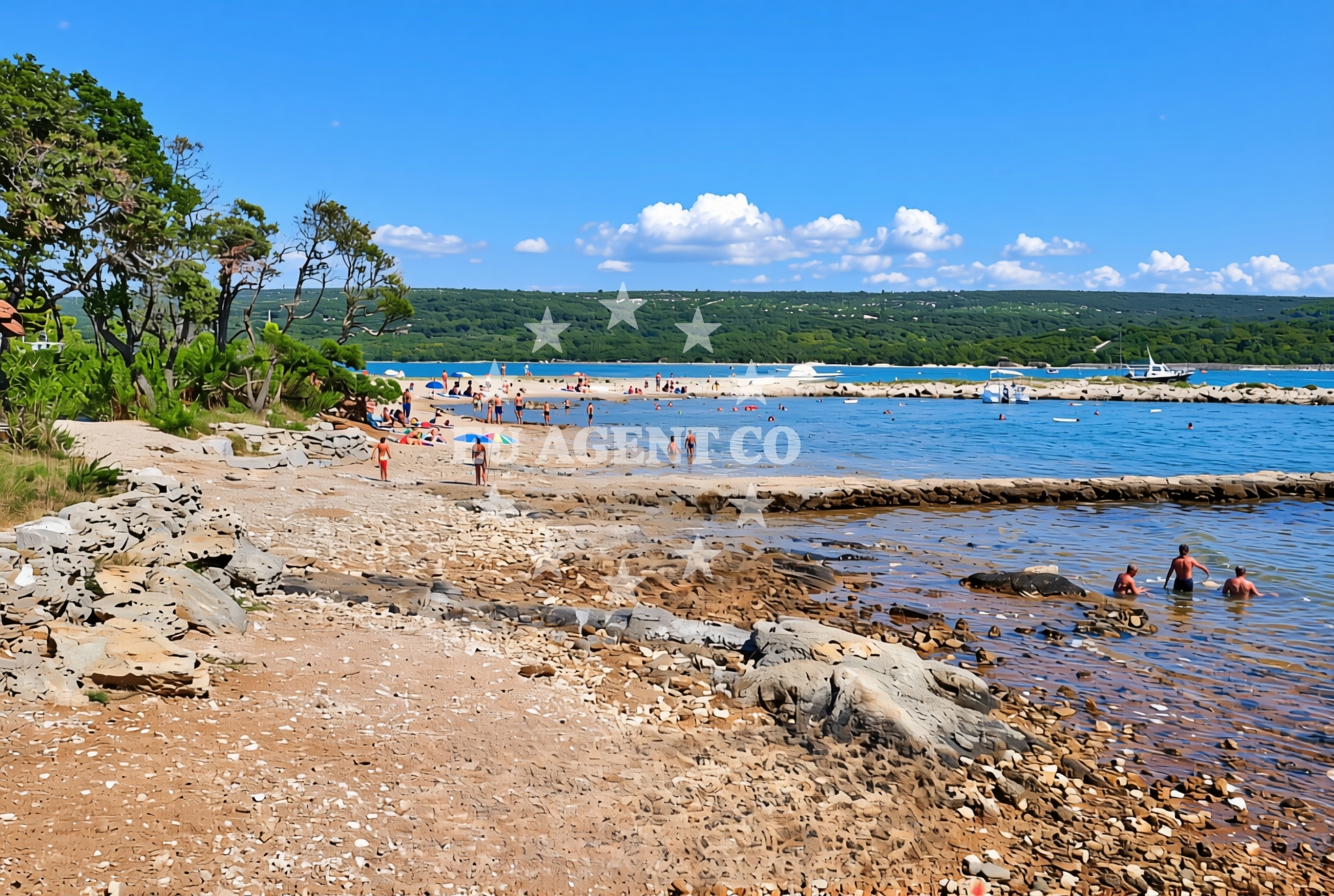 Sea and coastal view of Lopari sjever, Nerezine (Lošinj) Beach in Lopari sjever