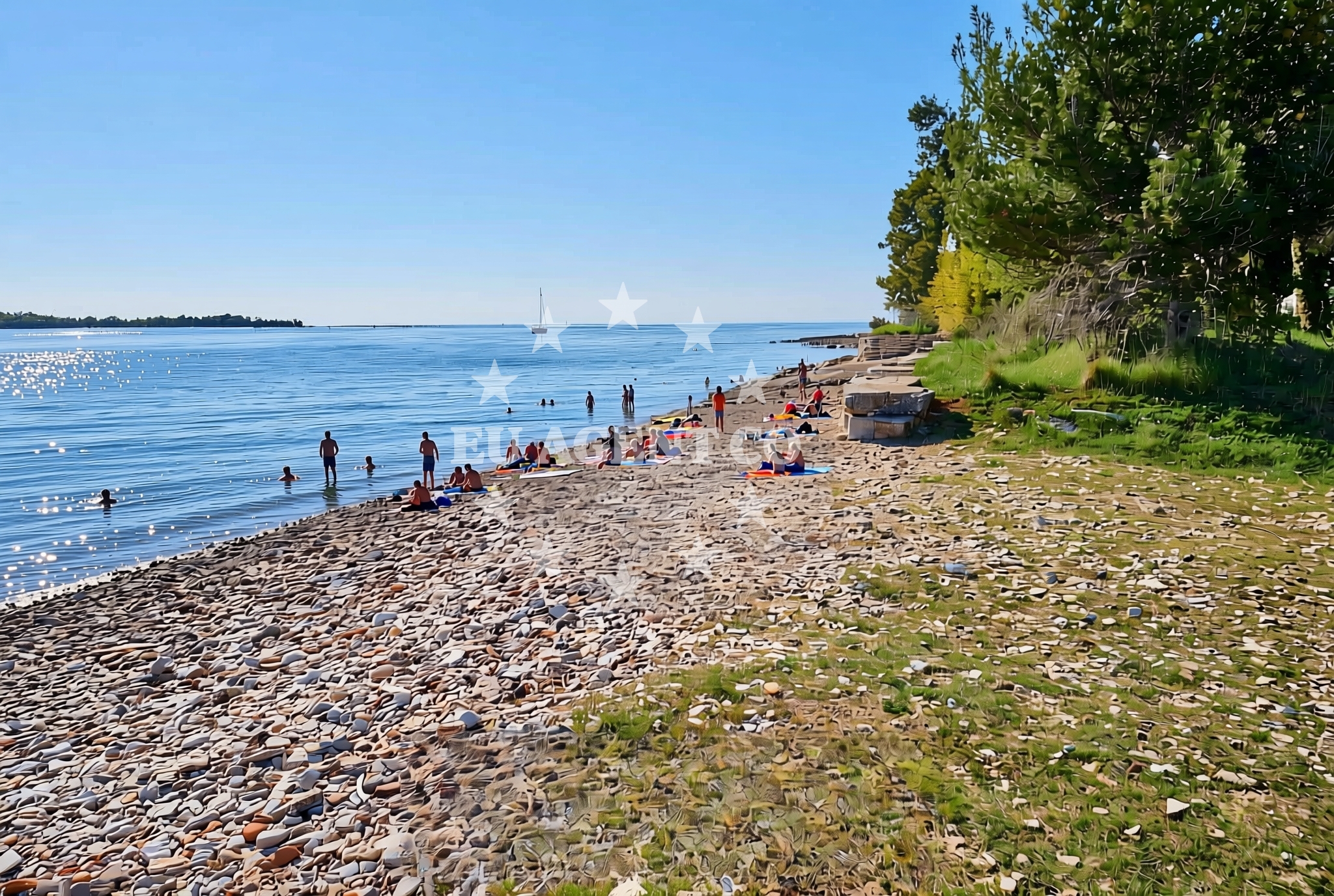 Shoreline and swimming area at Lorun, Vabriga Beach in Lorun