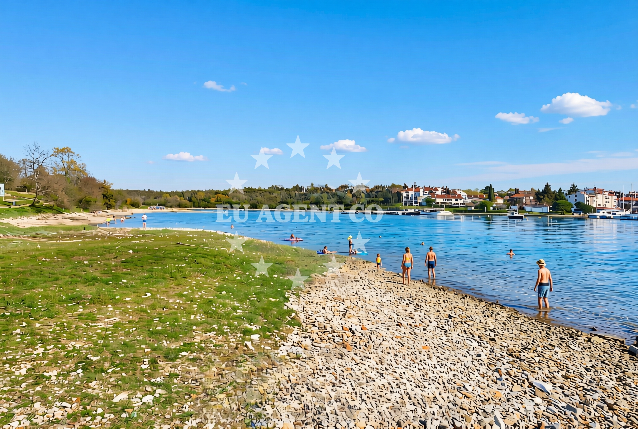 Sea and coastal view of Lorun, Vabriga Beach in Lorun