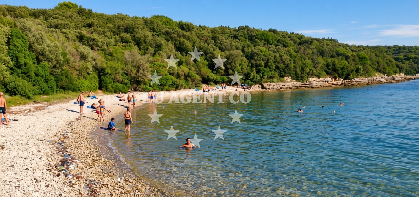 Shoreline and swimming area at Lost beach in Put za kanalić 33, Pula