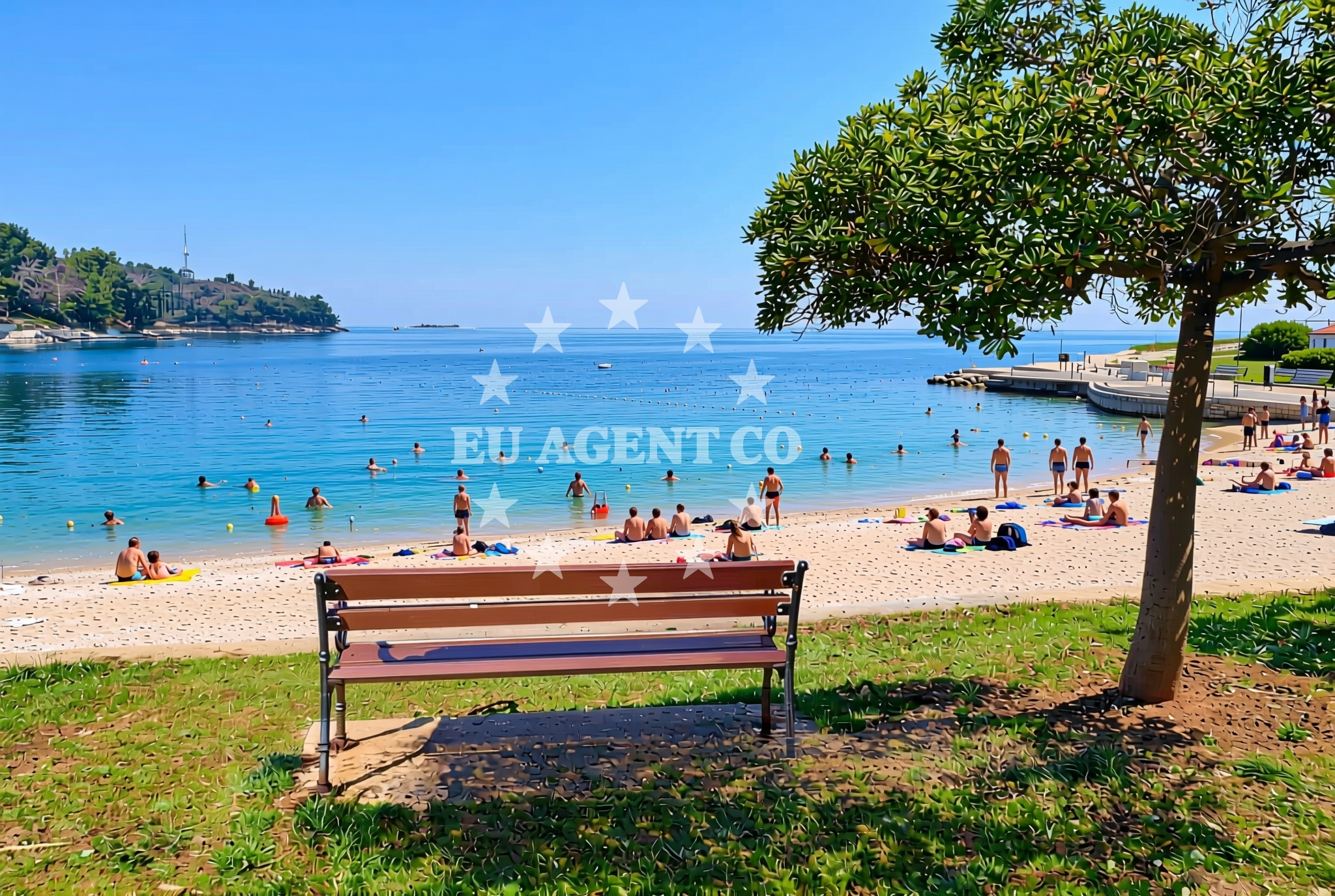 Shoreline and swimming area at Lotosi, Poreč Beach in Lotosi