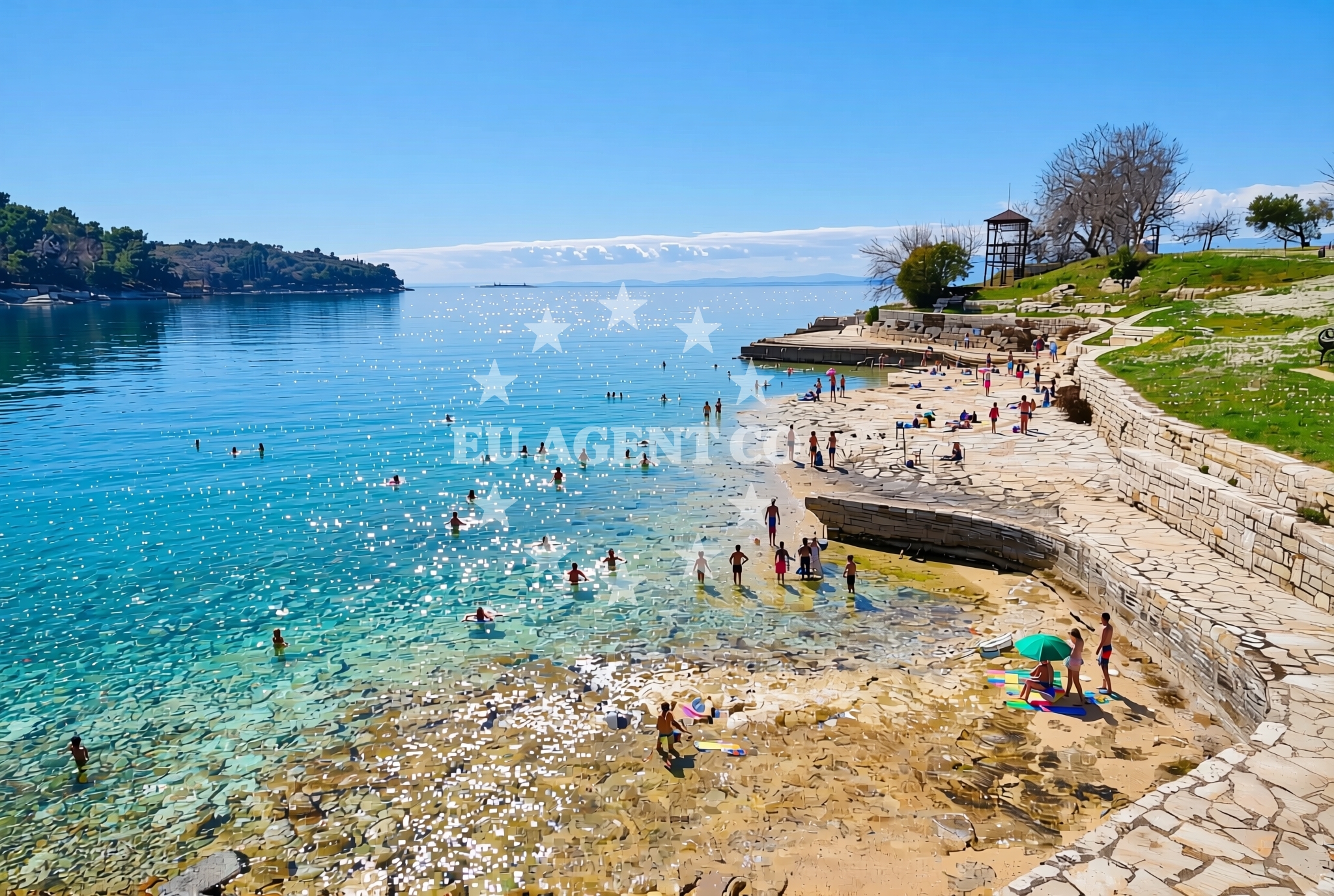 Sea and coastal view of Lotosi, Poreč Beach in Lotosi