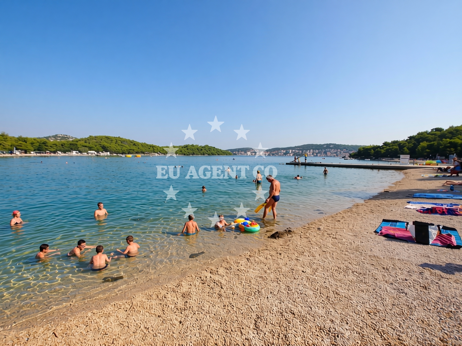 Sea and coastal view of Lovisca beach in Uvala Lovišća 1B, Jezera