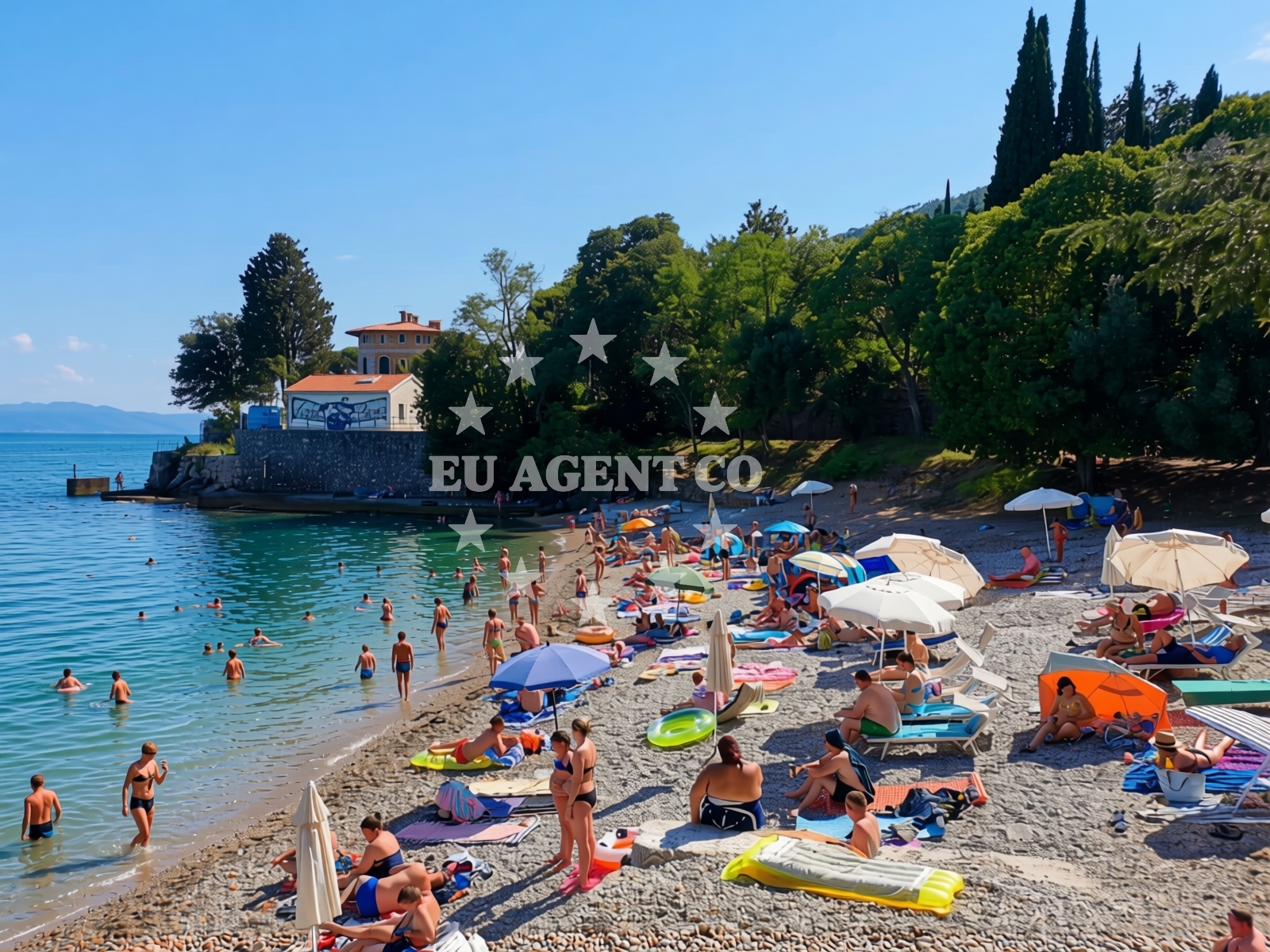 Overview of Lovran beach in 9a Rezine Kat 1, stan 3, Lovran