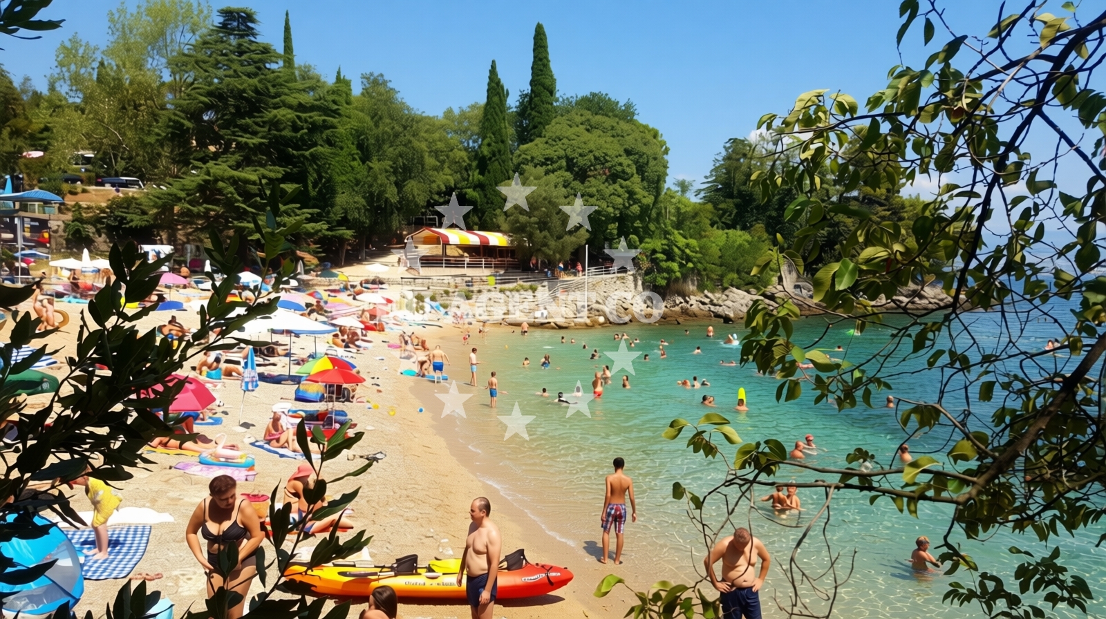 Shoreline and swimming area at Lovran beach in 9a Rezine Kat 1, stan 3, Lovran