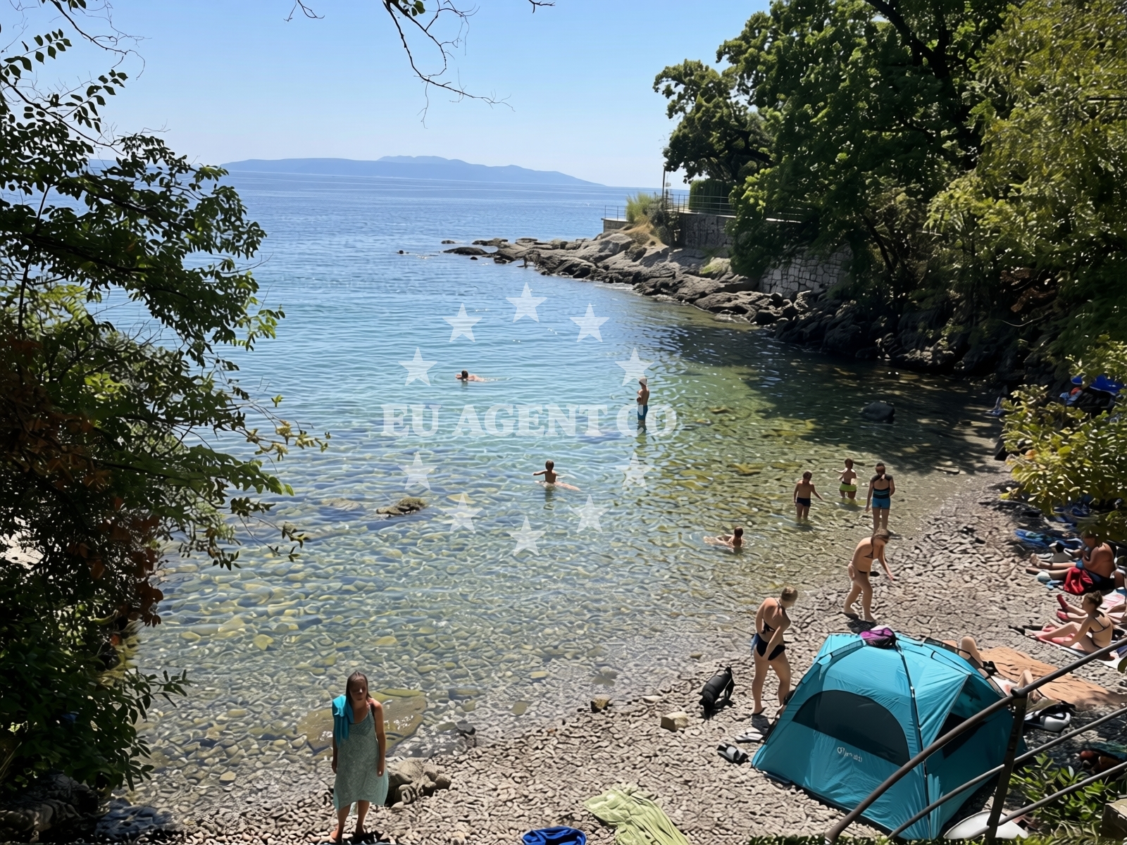 Sea and coastal view of Lovran Dog Beach in Antona Brubnjaka 4, Ika, Ičići