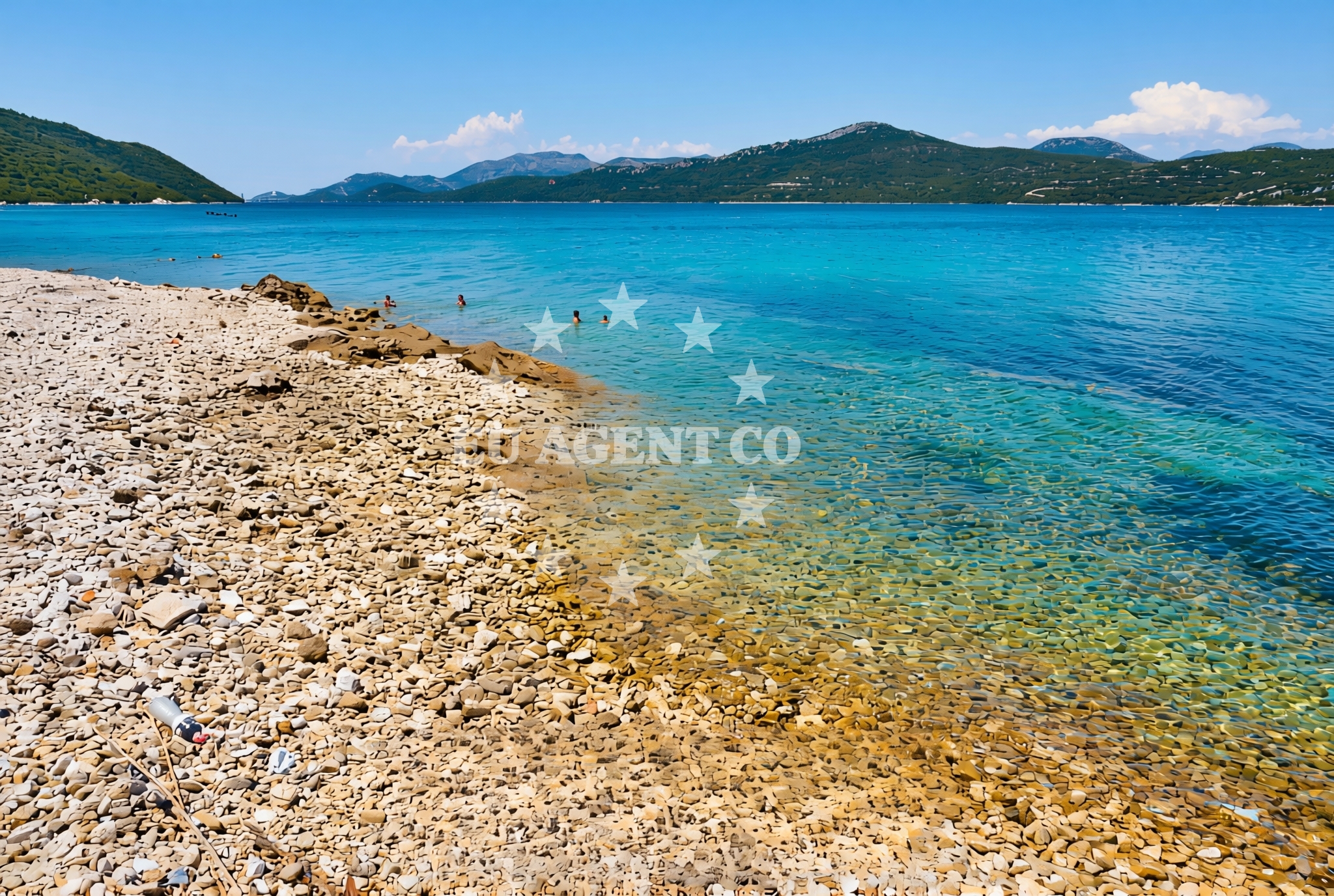 Sea and coastal view of Lovrata beach in 84, Duba Stonska