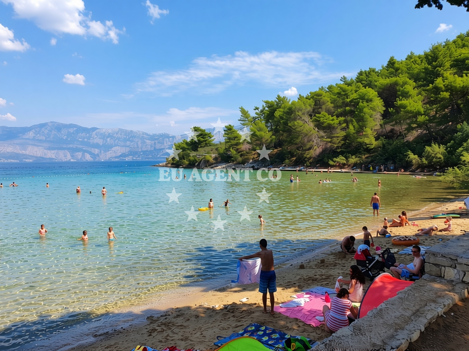 Overview of Lovrecina beach in LOVREČINA, Postira