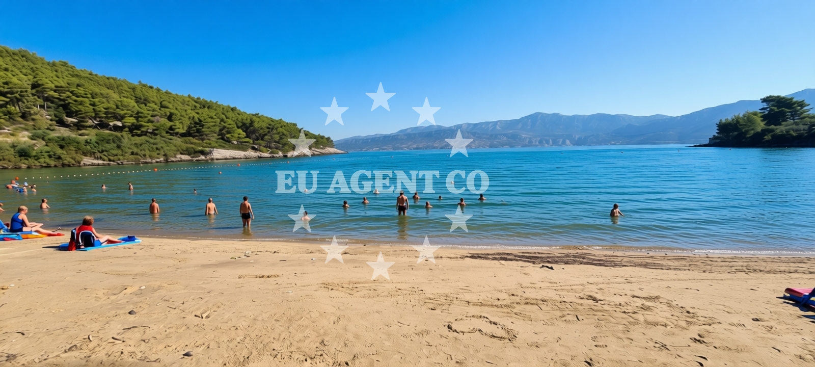 Shoreline and swimming area at Lovrecina beach in LOVREČINA, Postira