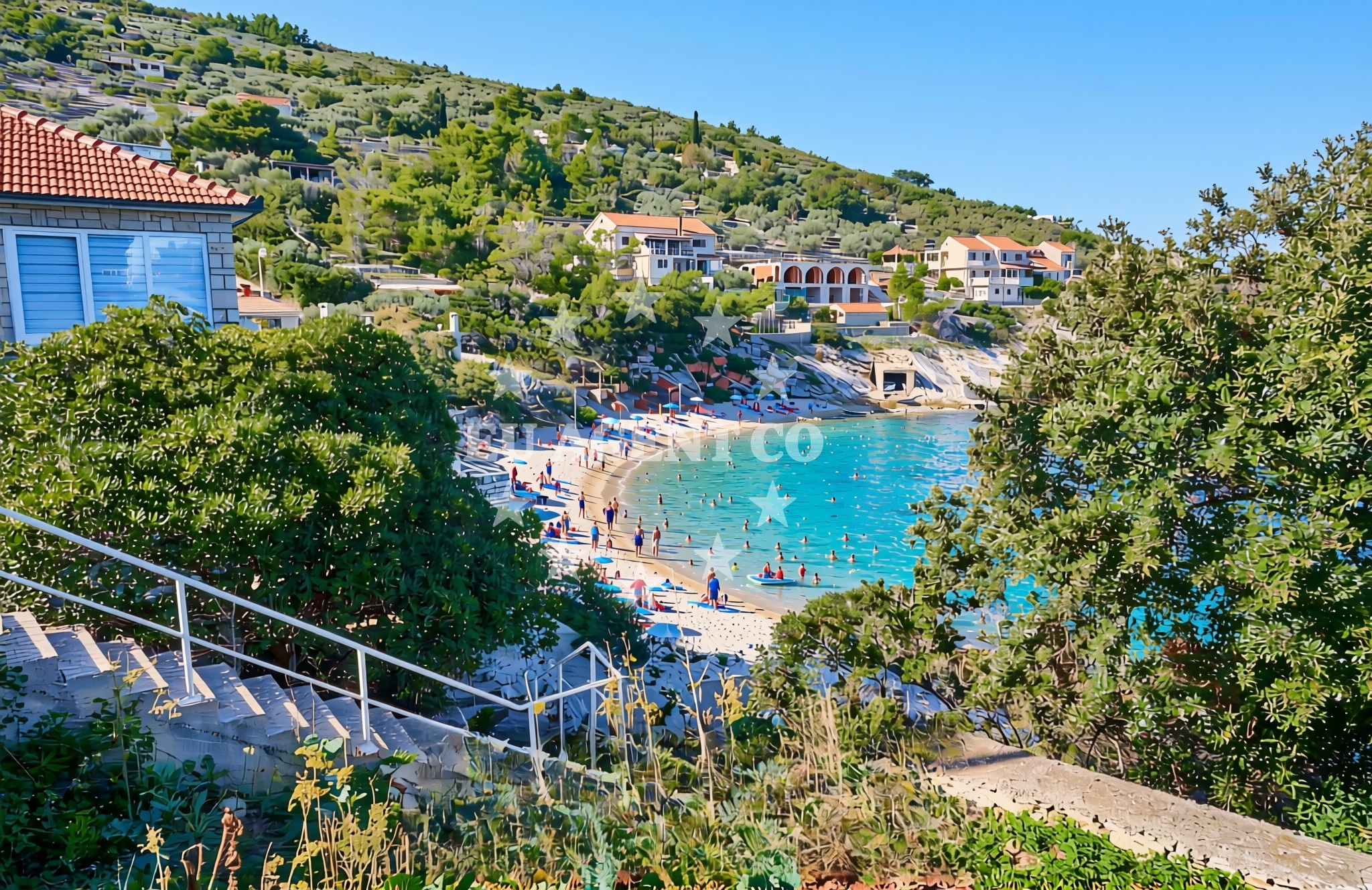 Shoreline and swimming area at Lozica, Blato (Korčula) Beach in Lozica
