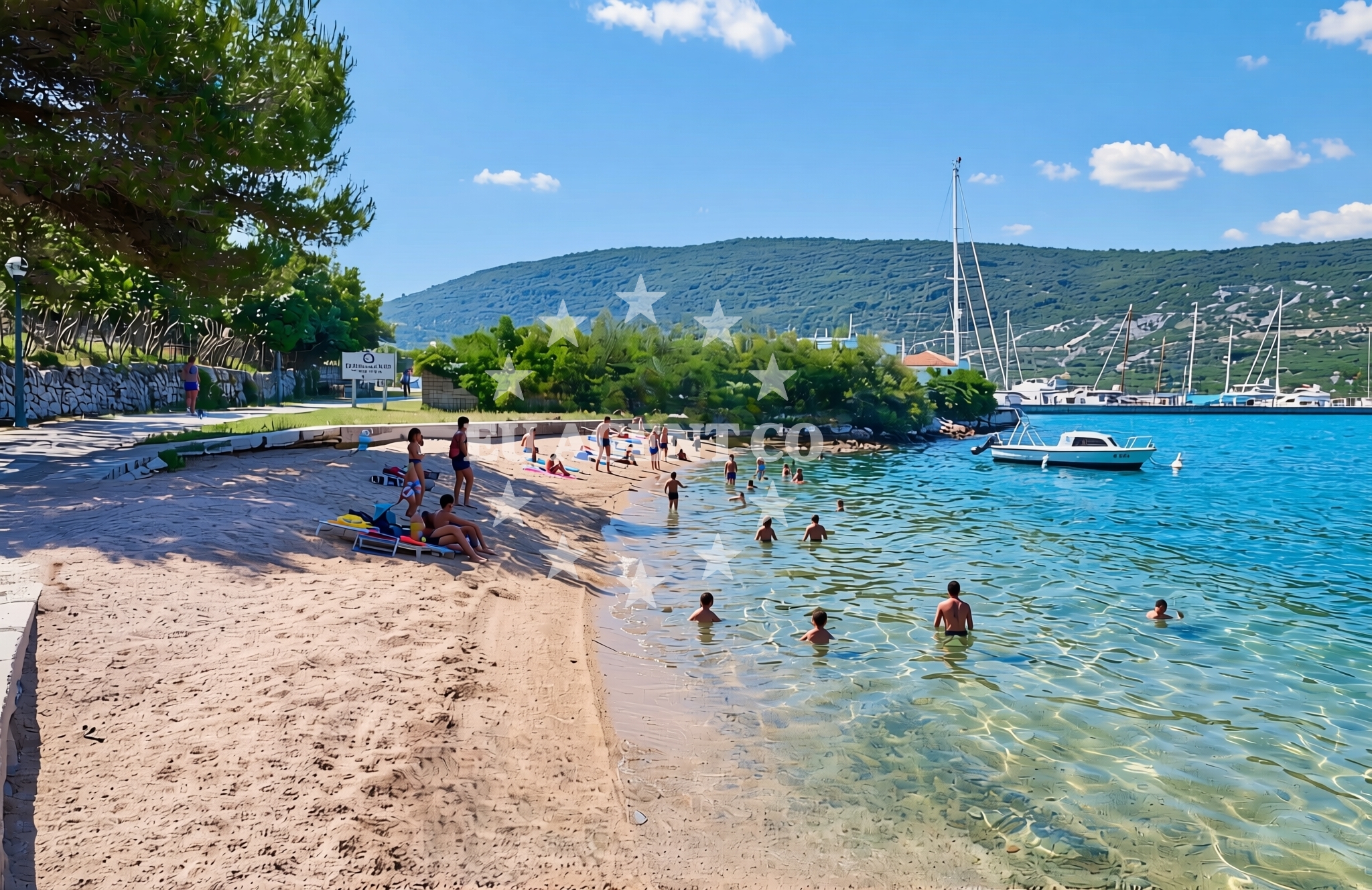 Shoreline and swimming area at Loznati (Cres): beaches and coves in Loznati (Cres)