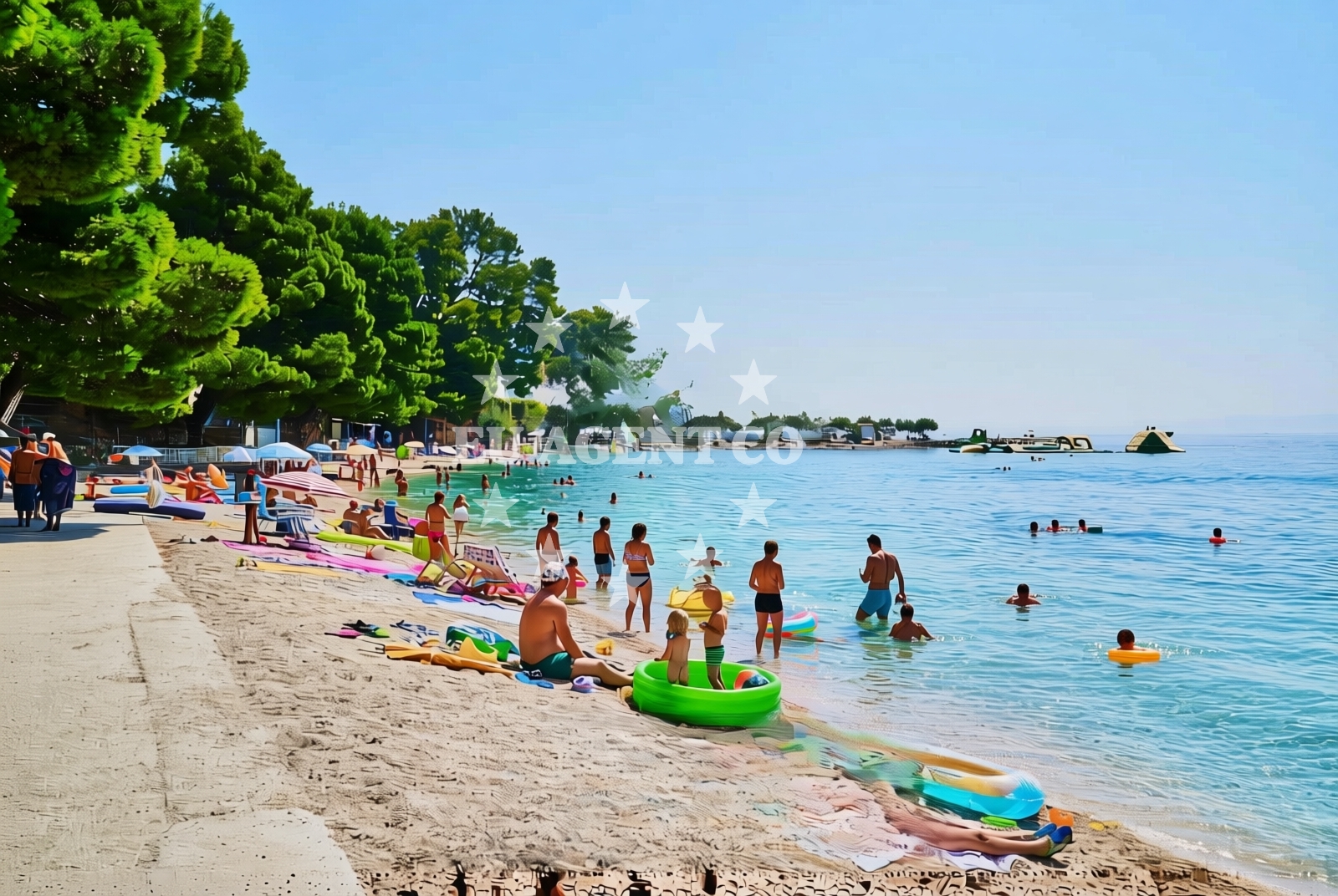 Beach facilities and surroundings at Loznica, Brela Beach in Loznica