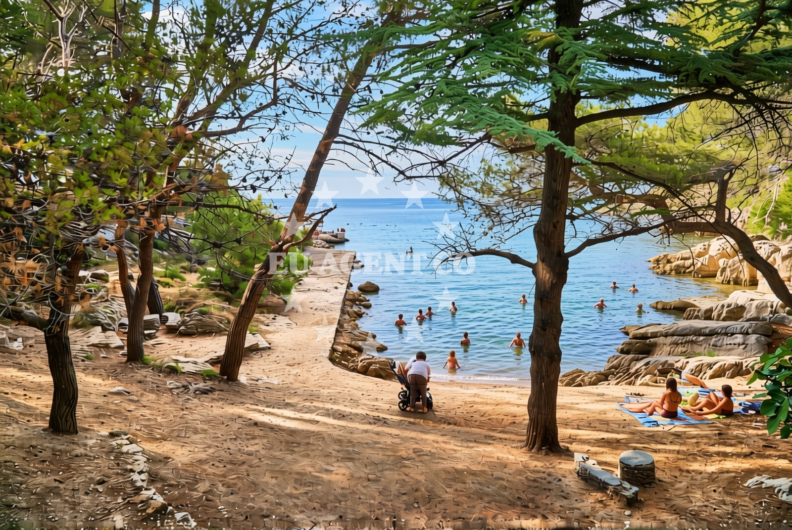 Sea and coastal view of Lubinski porat, Split Beach in Lubinski porat