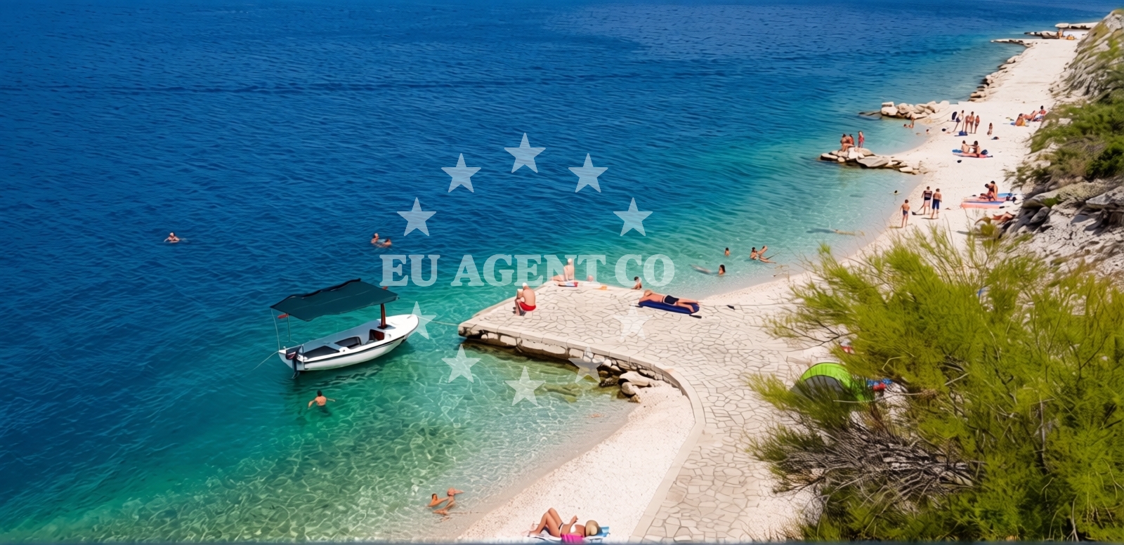 Overview of Lucica beach in Lumbordica 6, Pučišća