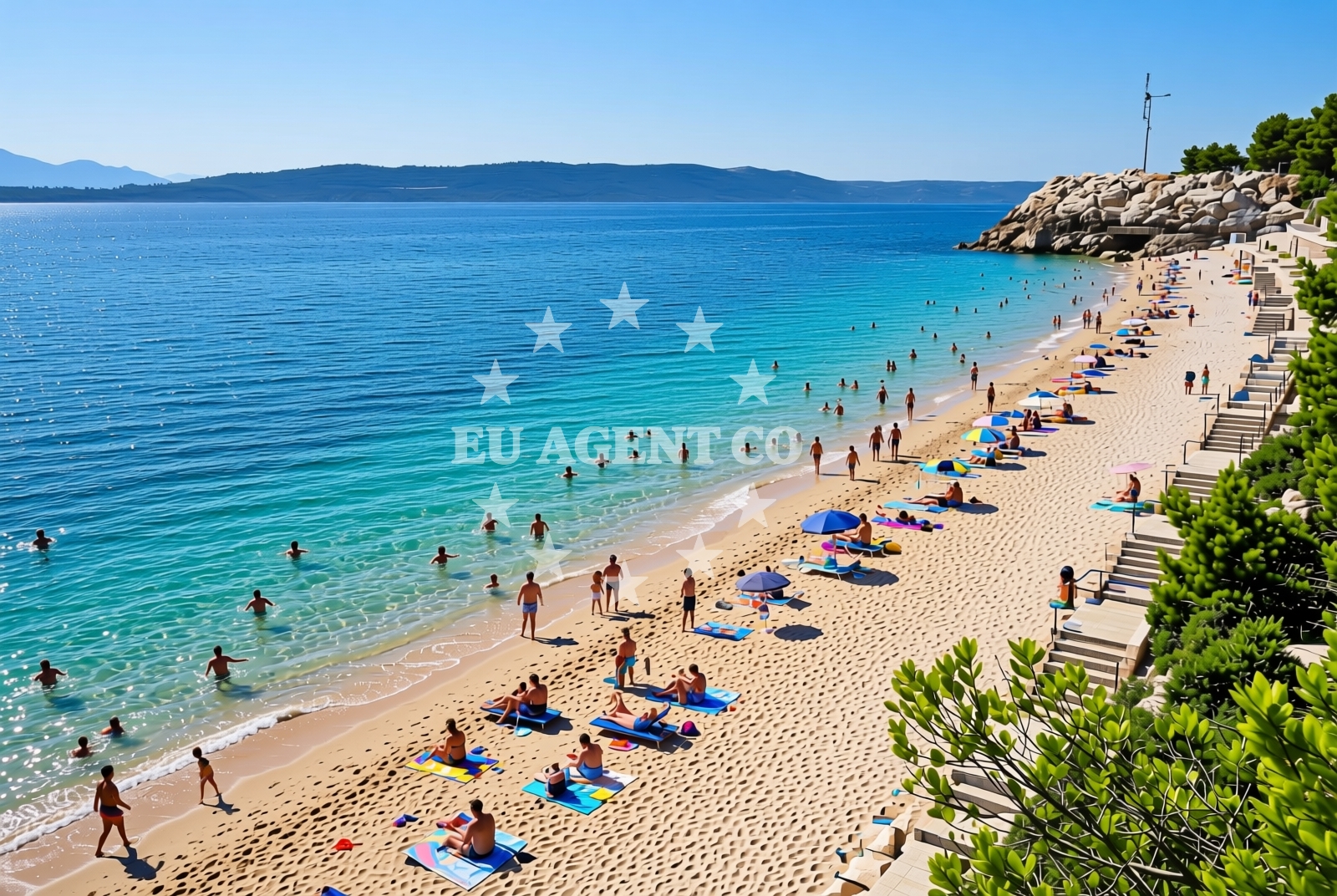 Sea and coastal view of Lučica Blato, Živogošće Beach in Lučica Blato