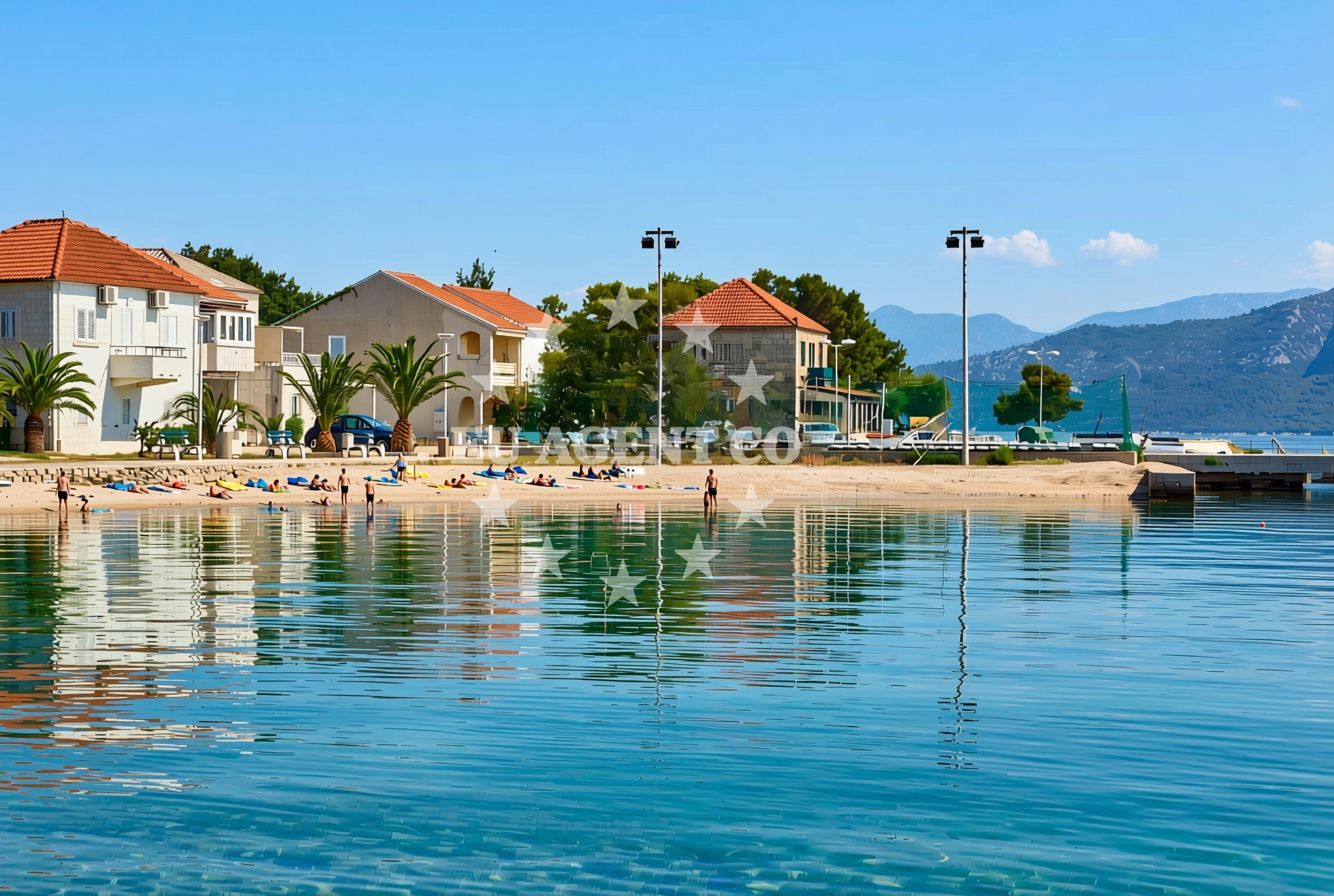 Beach facilities and surroundings at Lučica, Drače Beach in Lučica