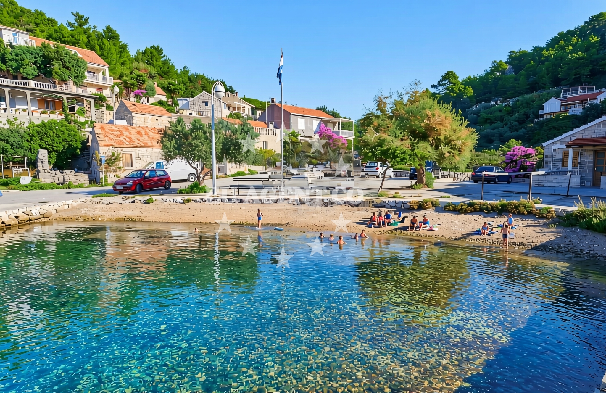 Sea and coastal view of Lučica Gršćica, Blato (Korčula) Beach in Lučica Gršćica