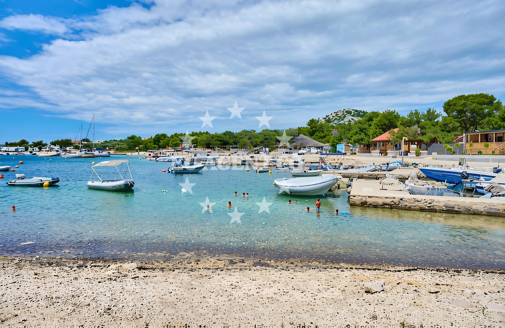 Sea and coastal view of Lučica istok, Betina (Murter) Beach in Lučica istok