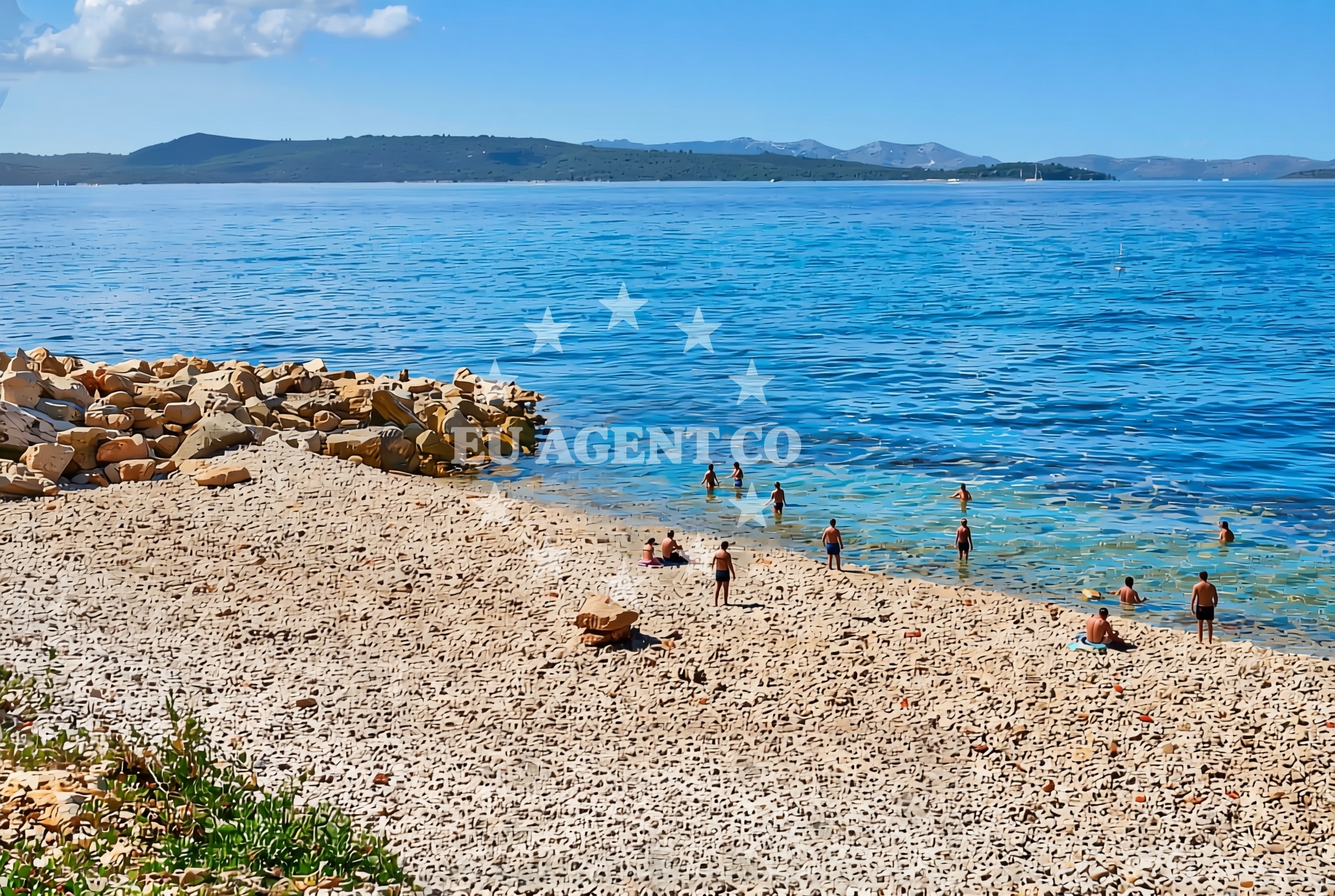 Sea and coastal view of Lučica istok, Ugljan (Ugljan) Beach in Lučica istok