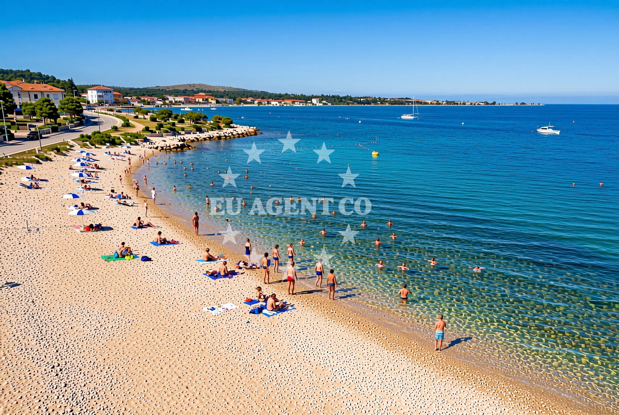 Sea and coastal view of Lučica istok, Vir (Vir) Beach in Lučica istok