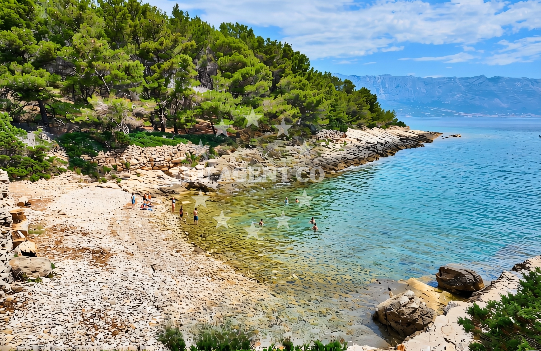Shoreline and swimming area at Lučica (Jezero), Sumartin (Brač) Beach in Lučica (Jezero)