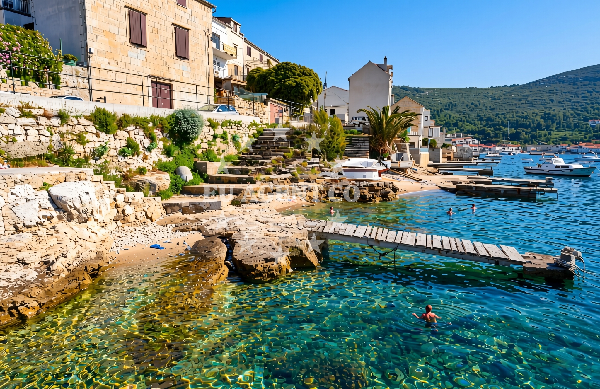 Overview of Lučica jug, Vis (Vis) Beach in Lučica jug