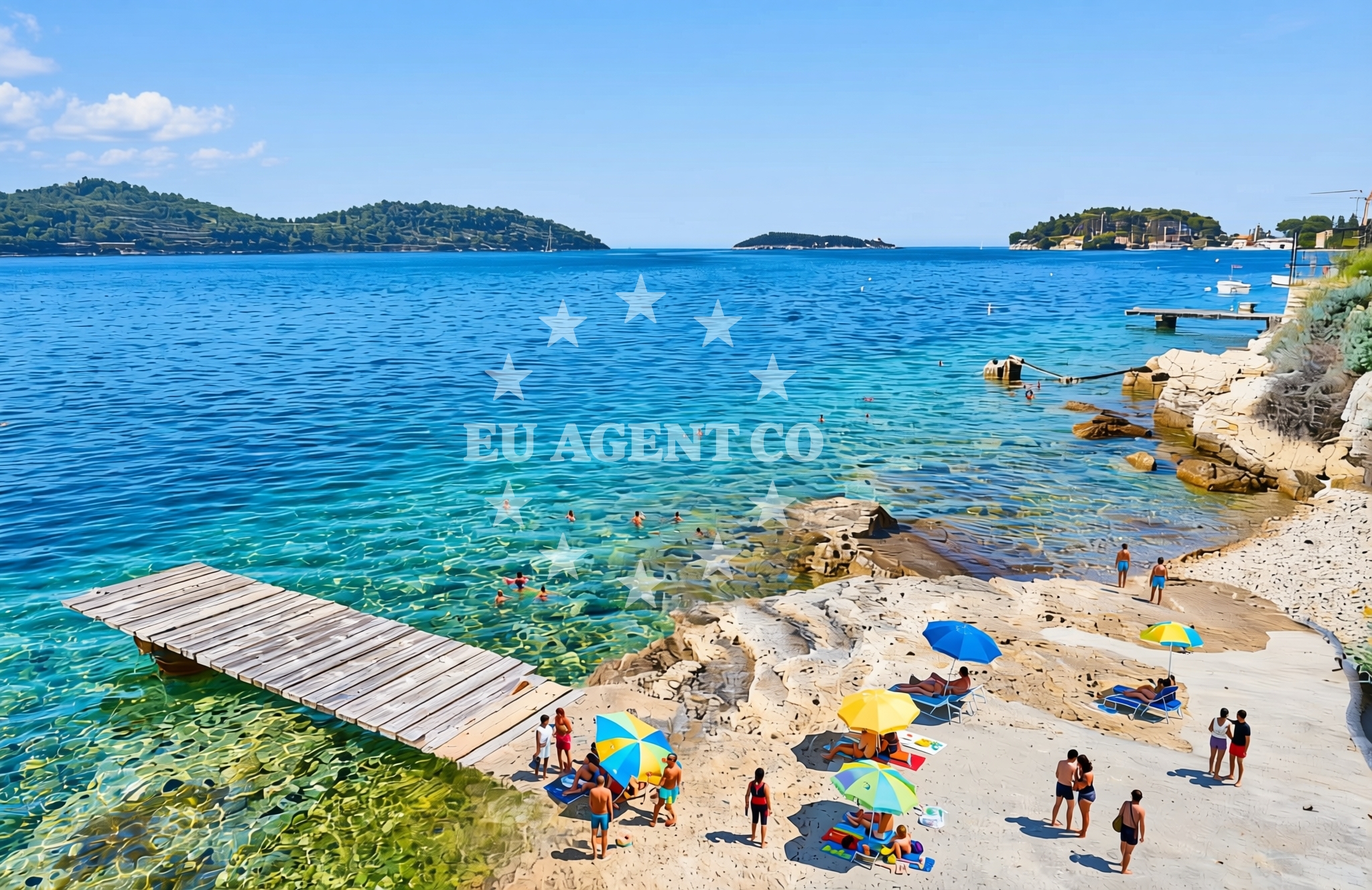 Sea and coastal view of Lučica jug, Vis (Vis) Beach in Lučica jug