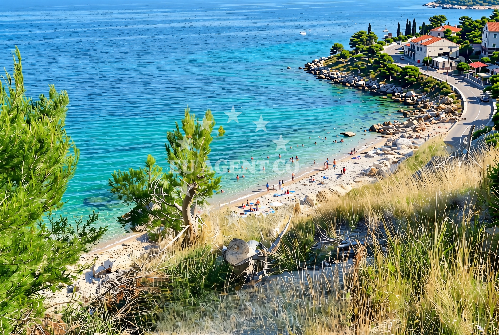 Shoreline and swimming area at Lučica, Lokva Rogoznica Beach in Lučica