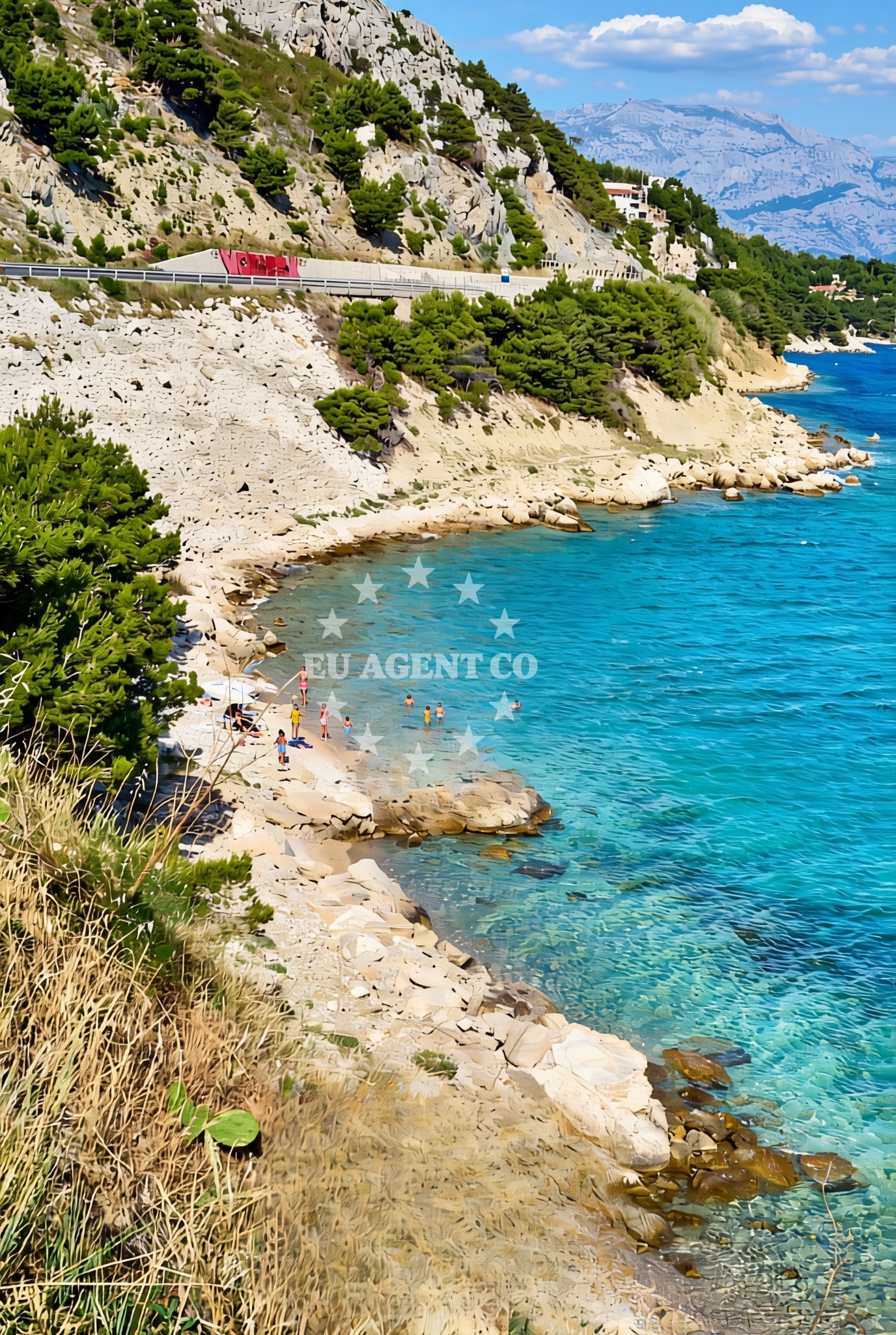Beach facilities and surroundings at Lučica, Lokva Rogoznica Beach in Lučica