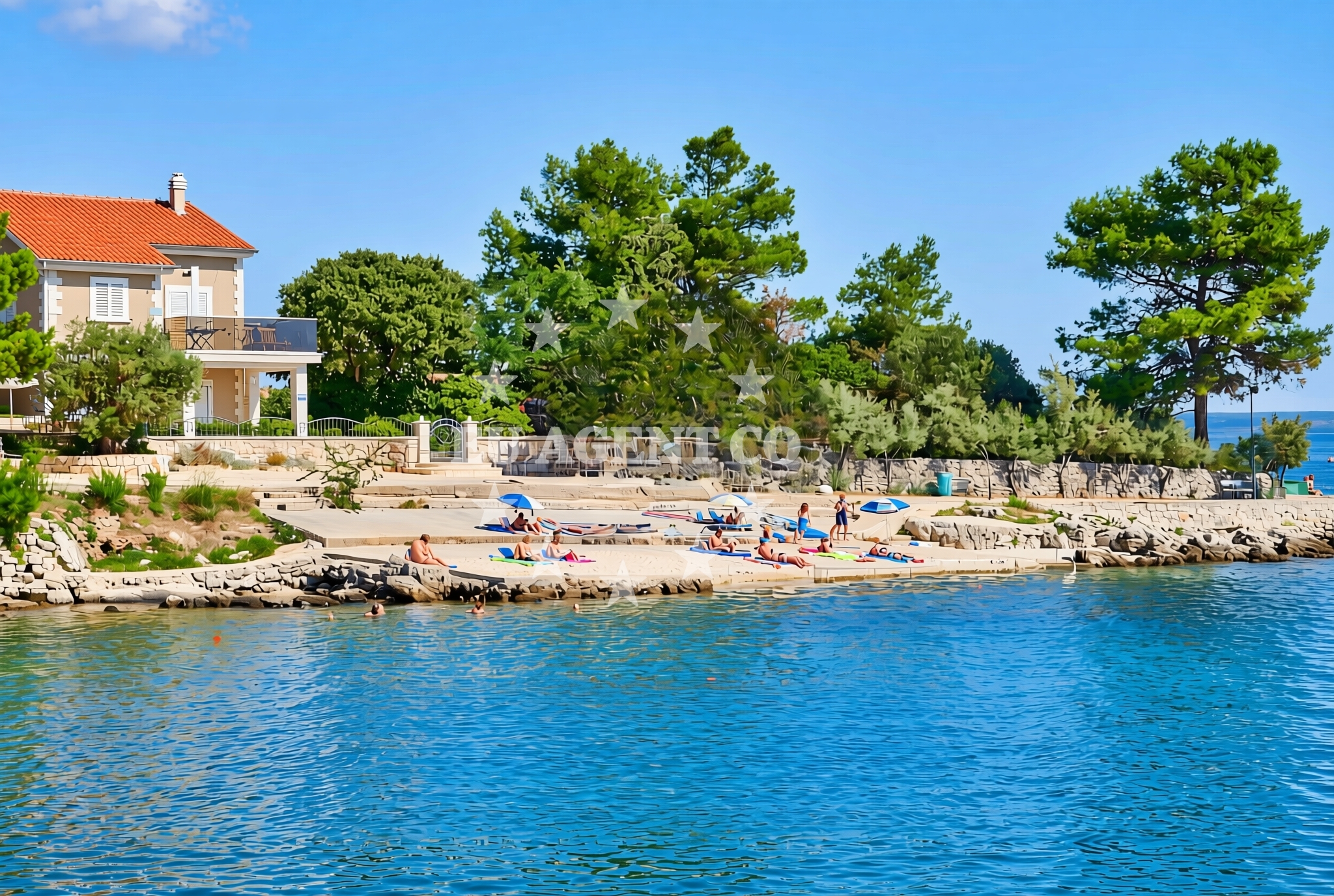 Sea and coastal view of Lučica, Nerezine (Lošinj) Beach in Lučica
