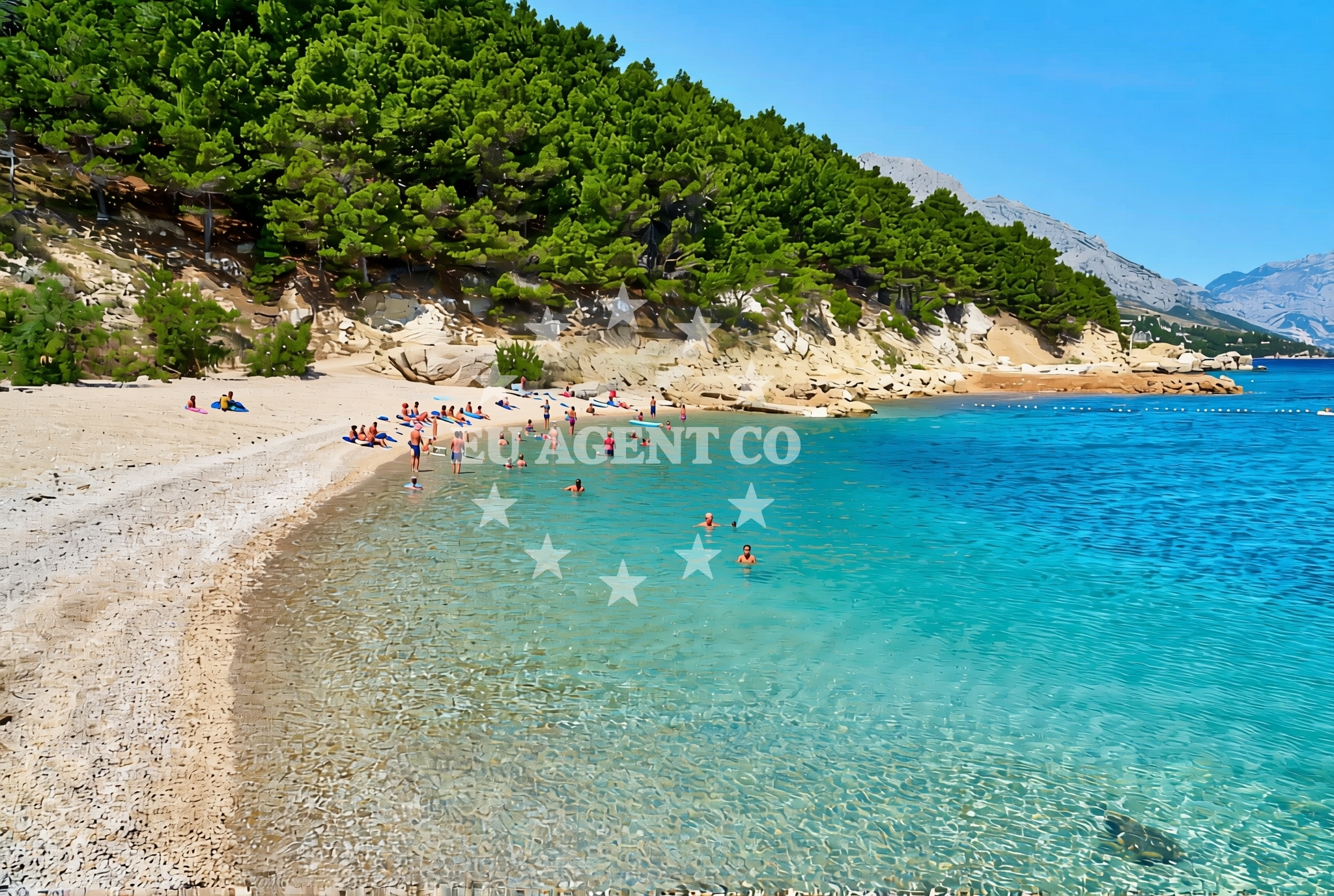 Shoreline and swimming area at Lučica Ruskamen istok, Lokva Rogoznica Beach in Lučica Ruskamen istok