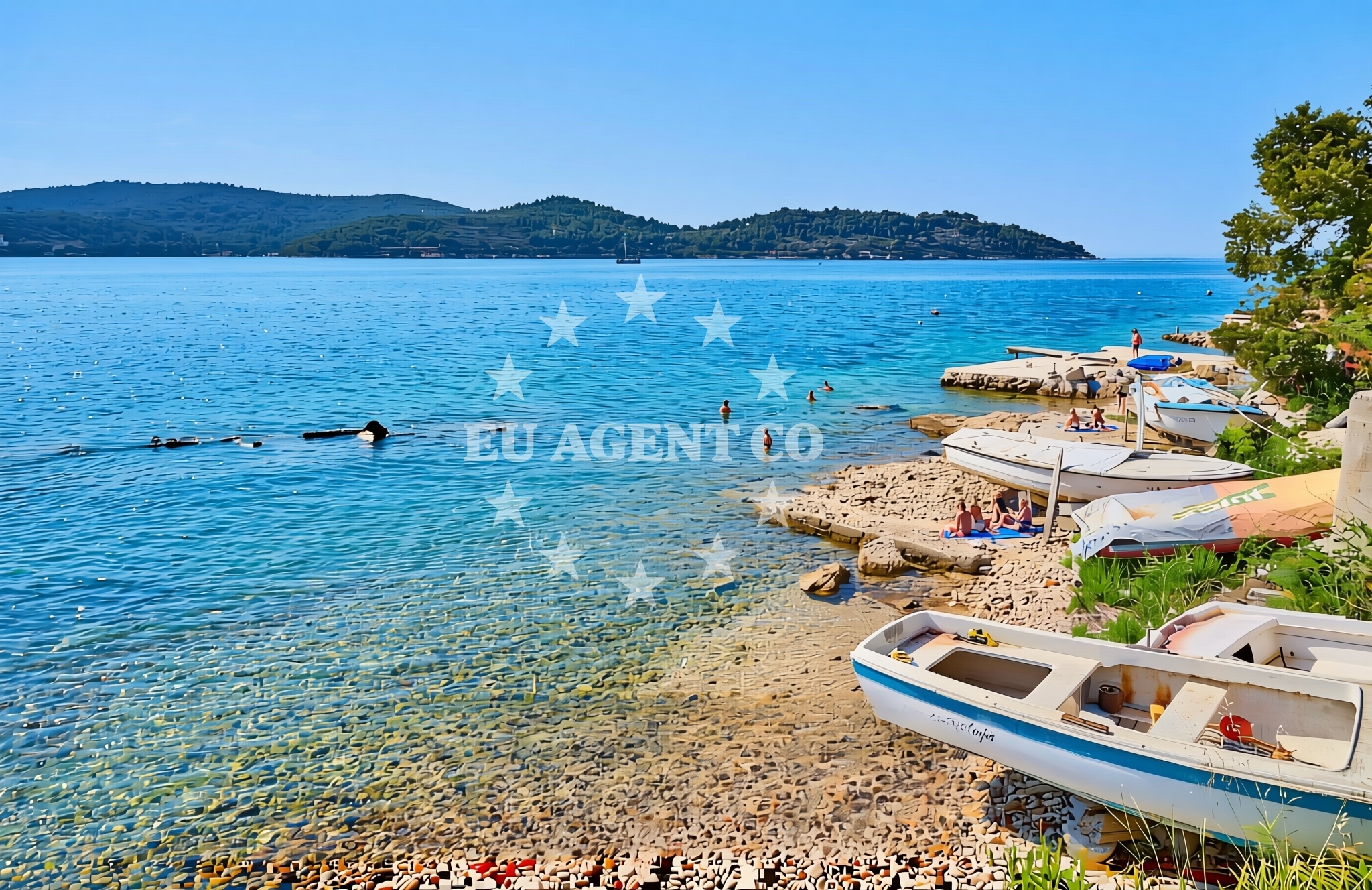Sea and coastal view of Lučica sjever, Vis (Vis) Beach in Lučica sjever
