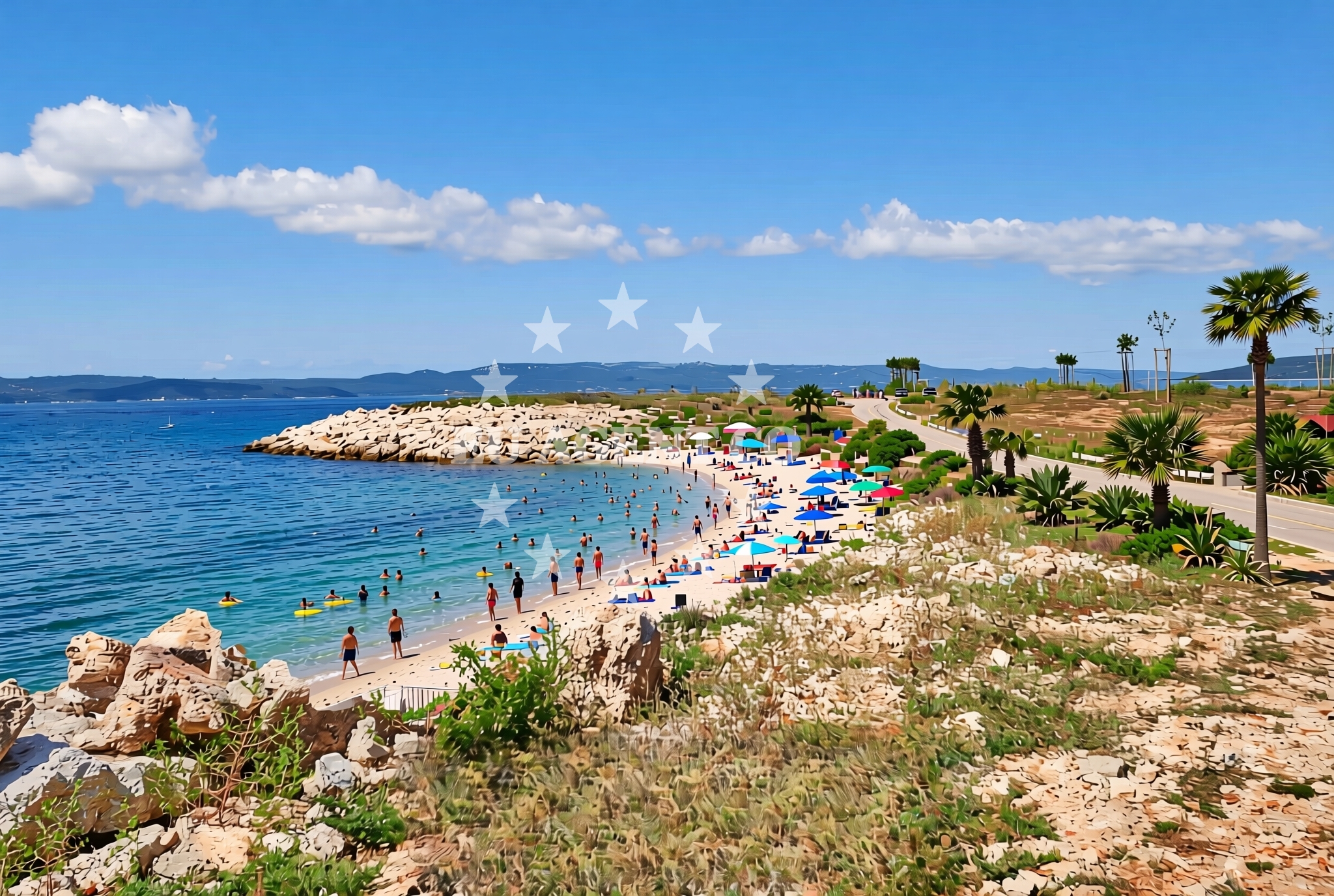 Shoreline and swimming area at Lučica sredina, Ugljan (Ugljan) Beach in Lučica sredina