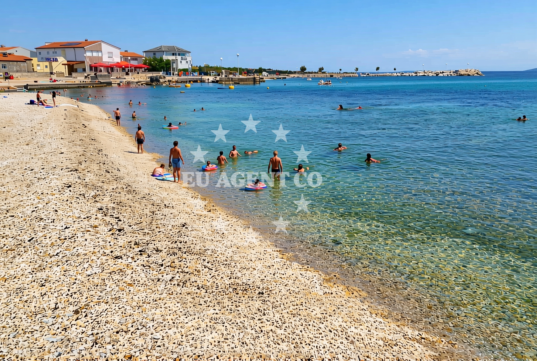 Sea and coastal view of Lučica sredina, Vir (Vir) Beach in Lučica sredina