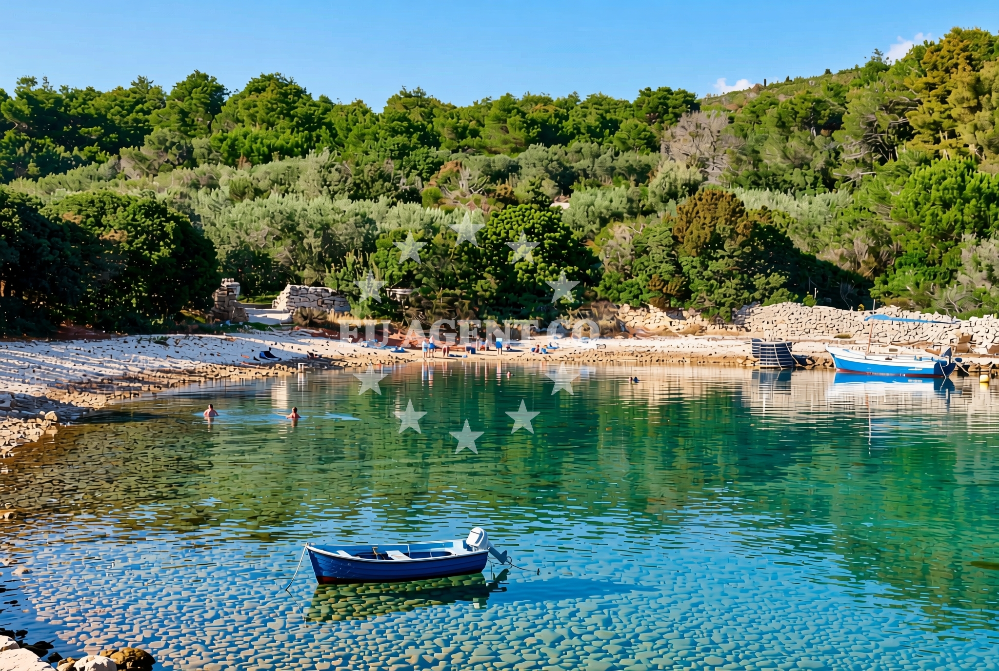 Shoreline and swimming area at Lučica, Verunić (Dugi otok) Beach in Lučica
