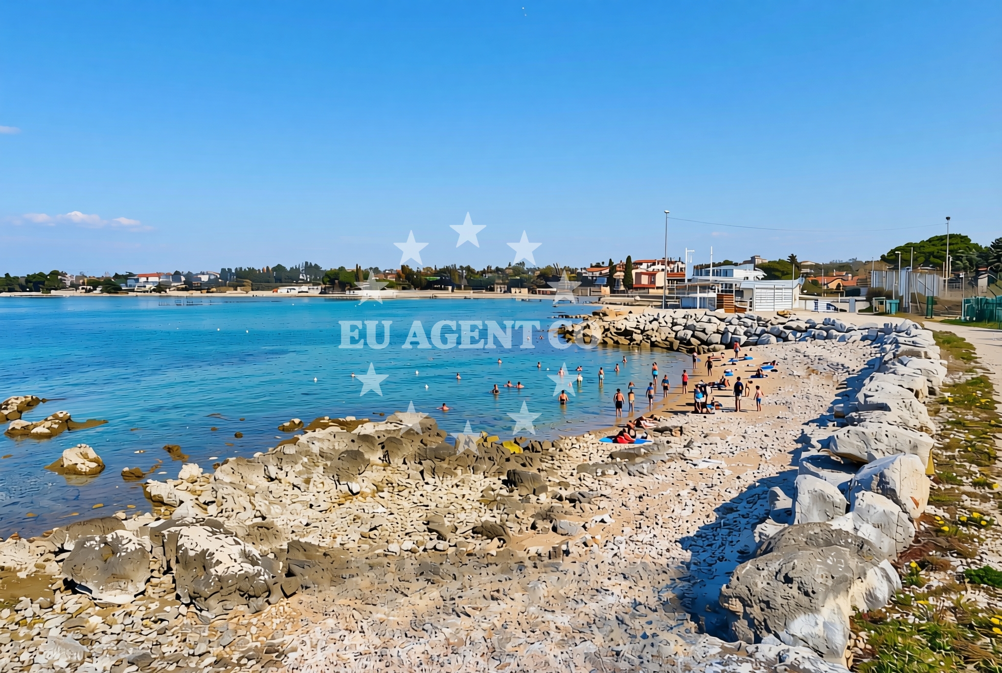 Shoreline and swimming area at Lučica, Zambratija Beach in Lučica
