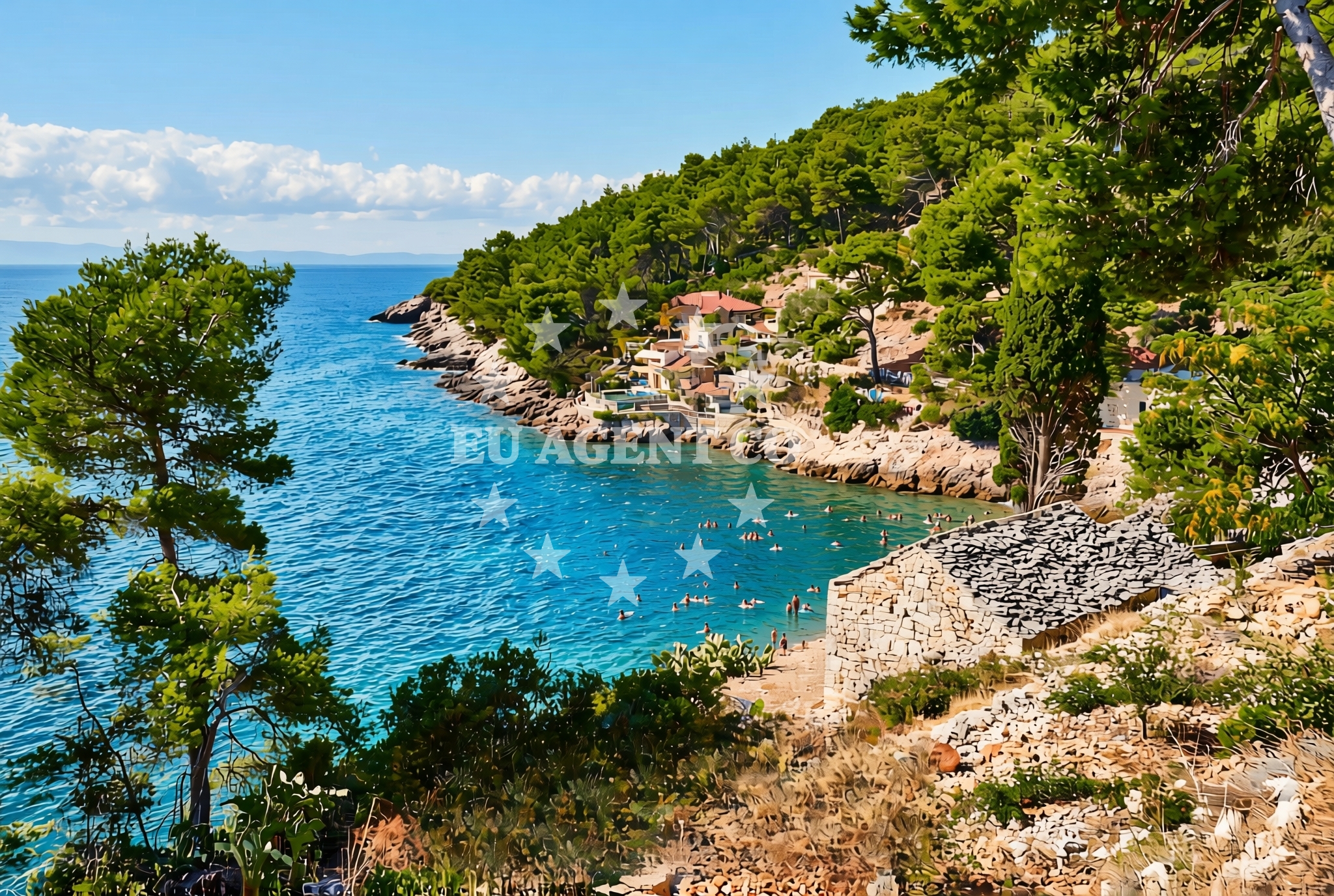 Shoreline and swimming area at Lučica zapad, Gdinj (Hvar) Beach in Lučica zapad