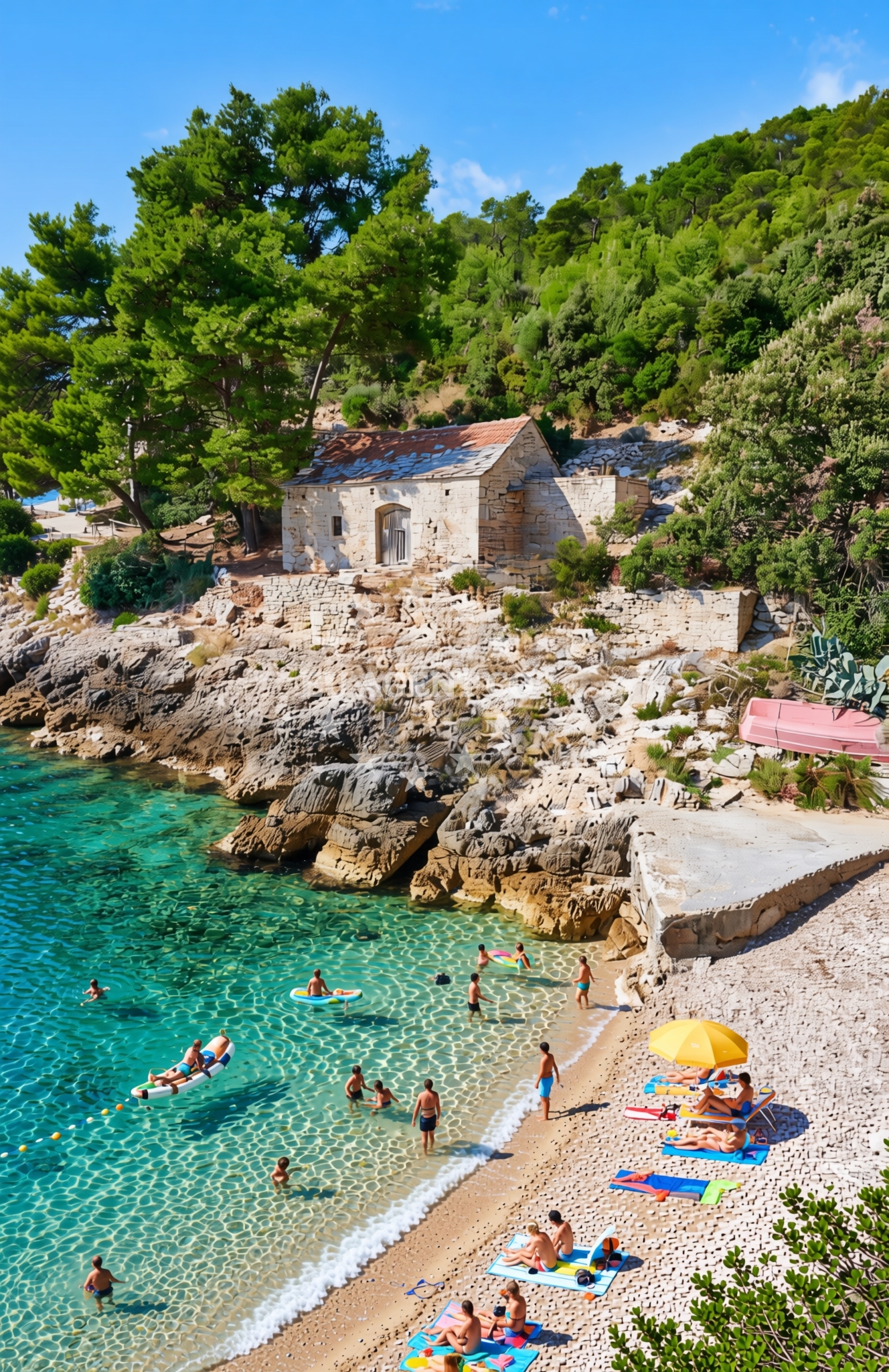 Beach facilities and surroundings at Lučica zapad, Gdinj (Hvar) Beach in Lučica zapad