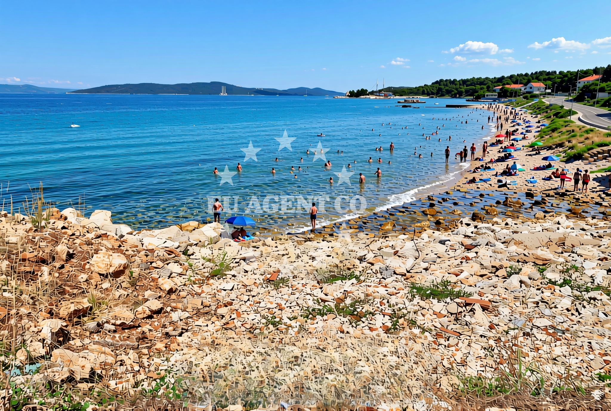 Shoreline and swimming area at Lučica zapad, Ugljan (Ugljan) Beach in Lučica zapad