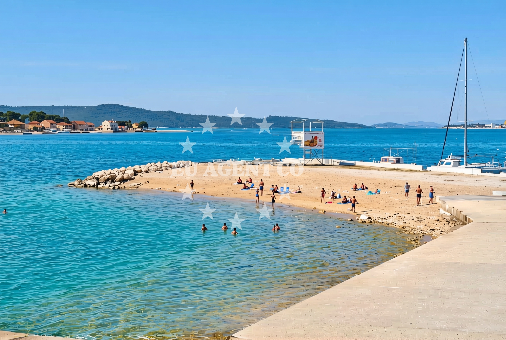 Sea and coastal view of Luka, Brodarica Beach in Luka