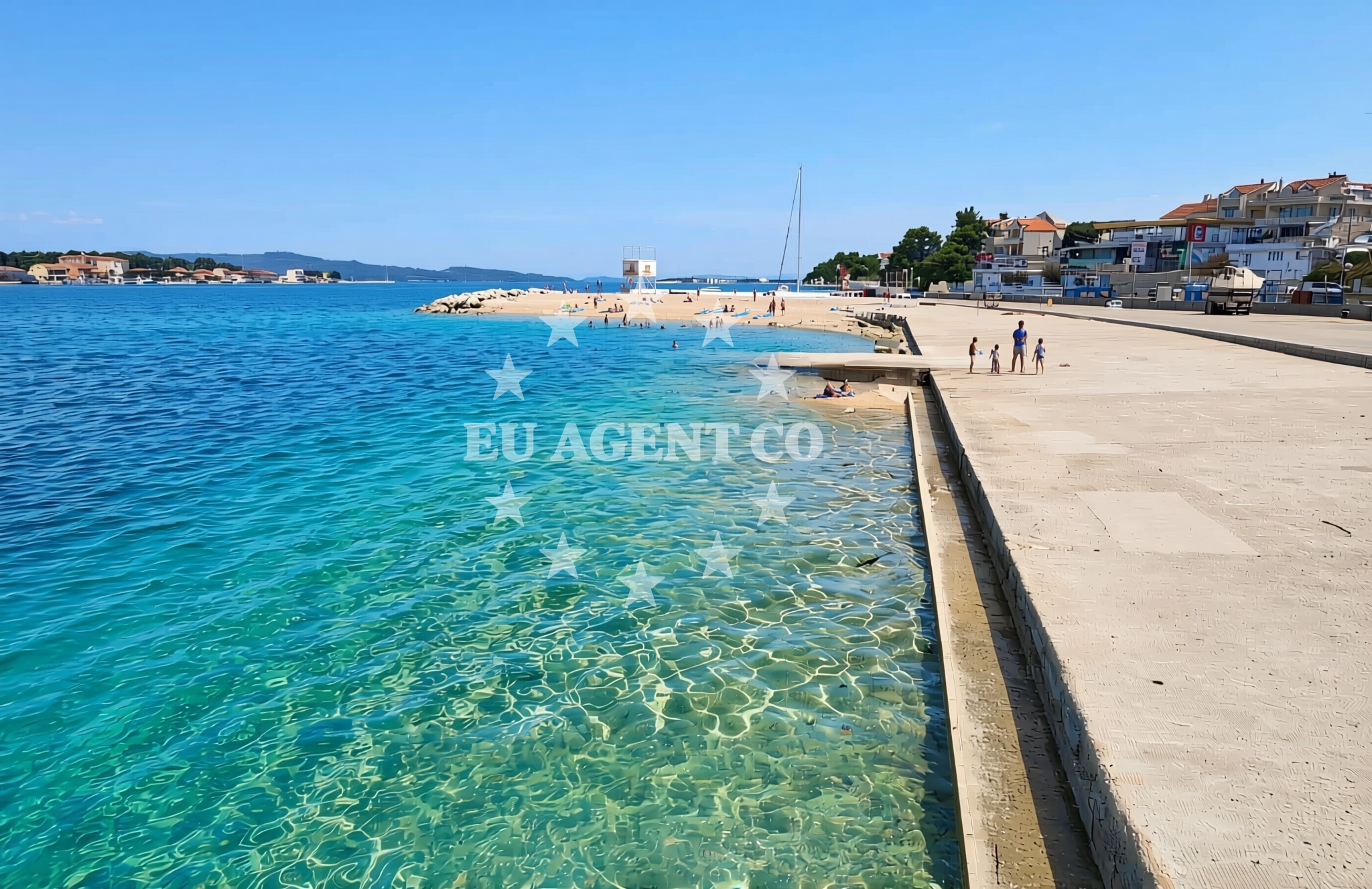 Beach facilities and surroundings at Luka, Brodarica Beach in Luka