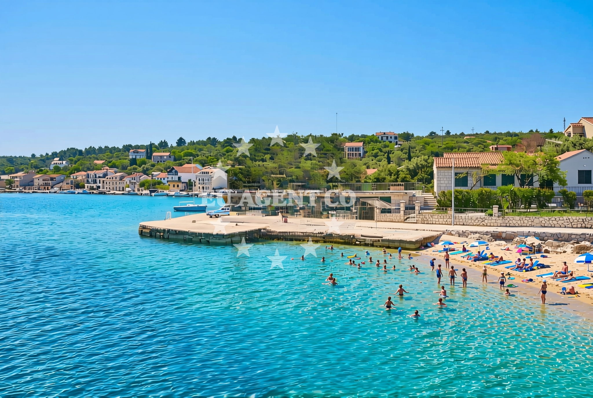 Overview of Luka, Drvenik Veliki (Drvenik Veli) Beach in Luka