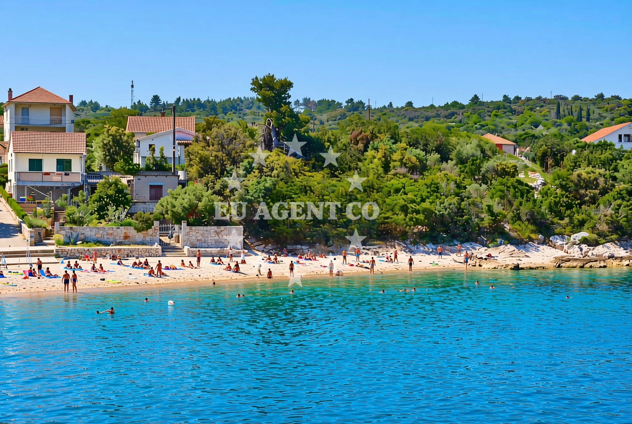 Shoreline and swimming area at Luka, Drvenik Veliki (Drvenik Veli) Beach in Luka