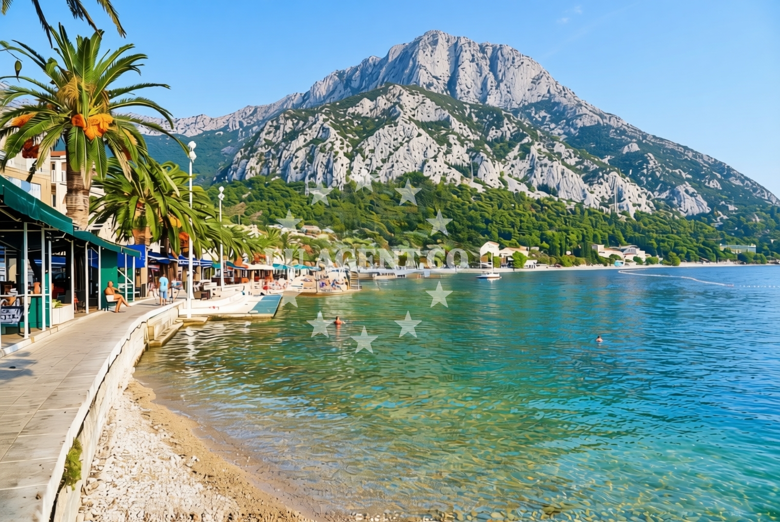Sea and coastal view of Luka Gradac, Gradac Beach in Luka Gradac
