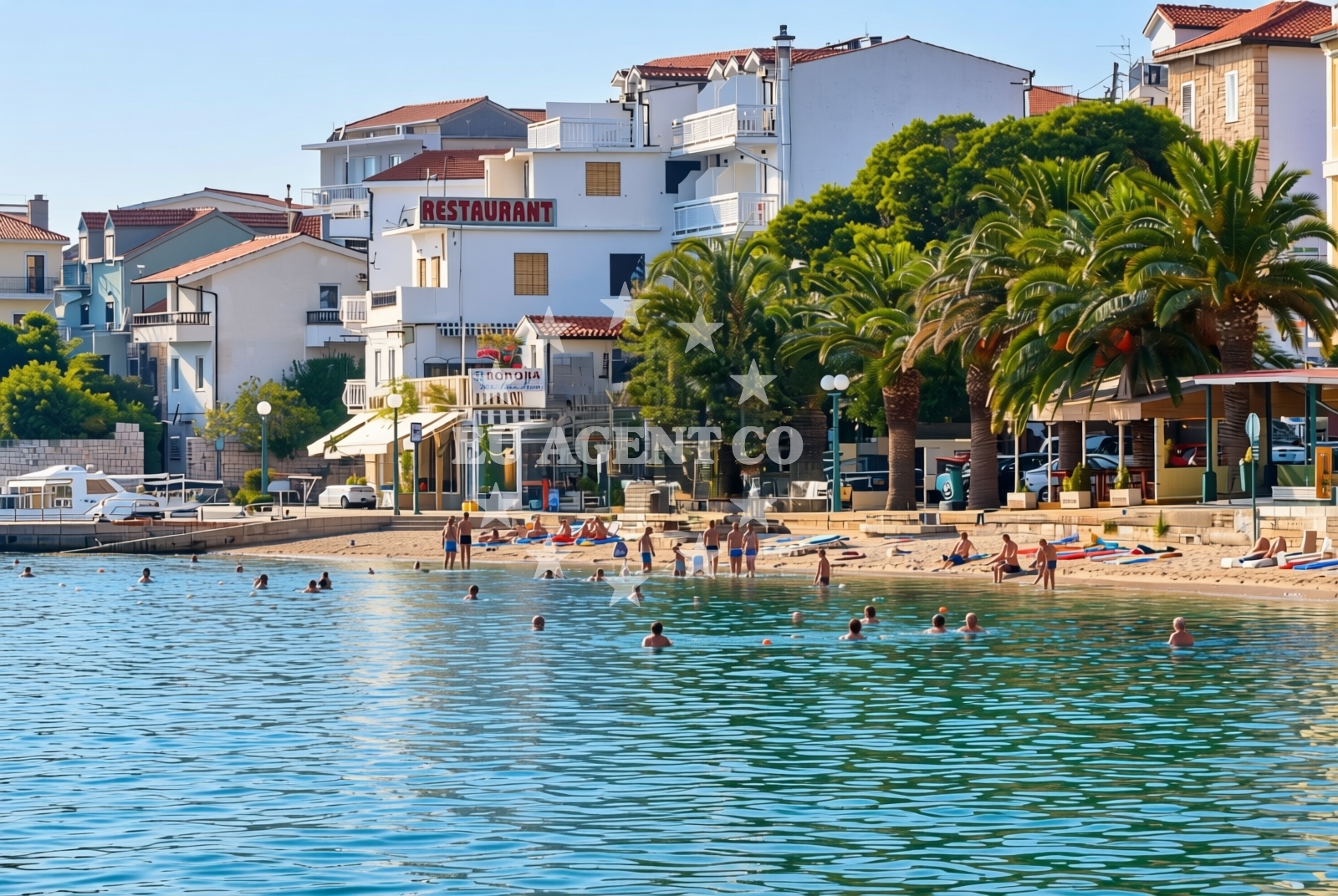 Beach facilities and surroundings at Luka Gradac, Gradac Beach in Luka Gradac