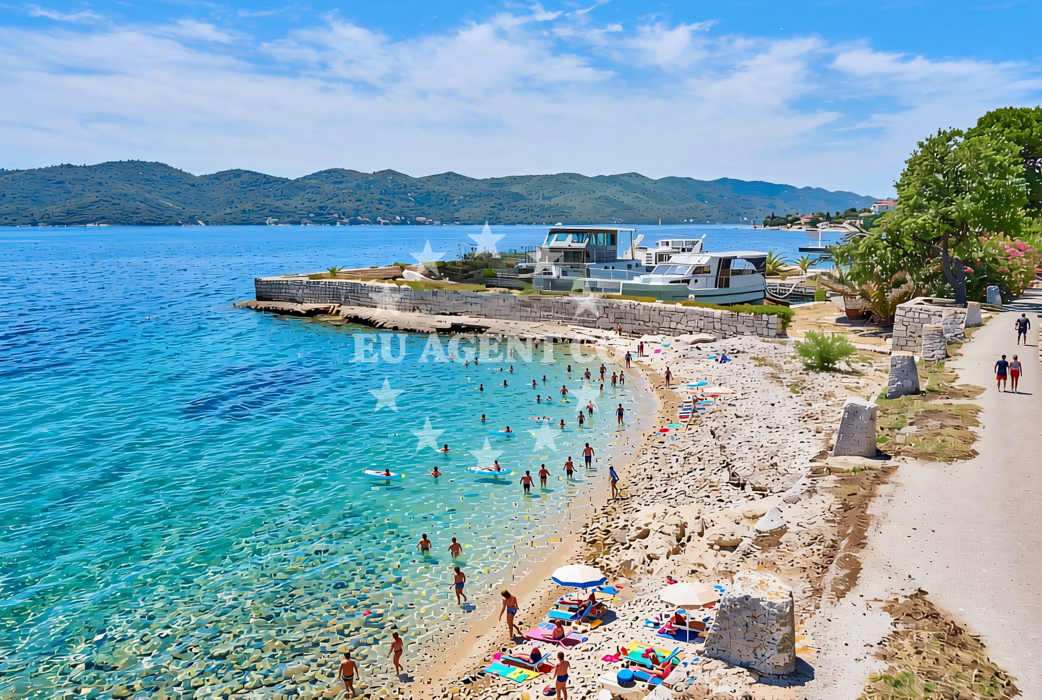 Shoreline and swimming area at Luka istok, Kučište Beach in Luka istok