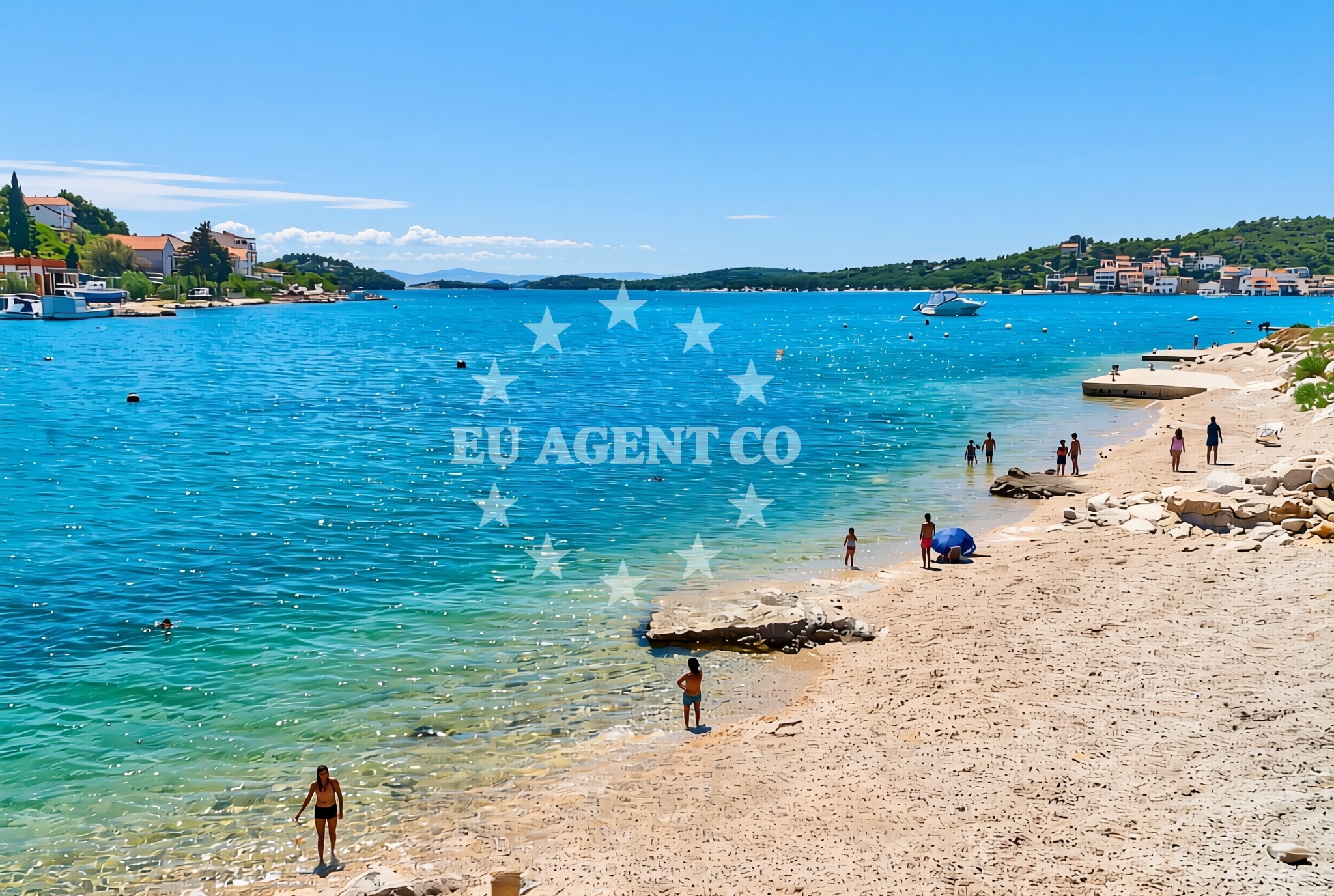 Overview of Luka istok, Tisno (Murter) Beach in Luka istok