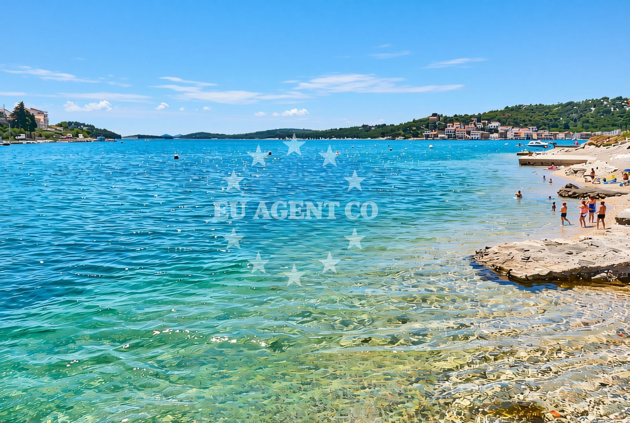 Shoreline and swimming area at Luka istok, Tisno (Murter) Beach in Luka istok